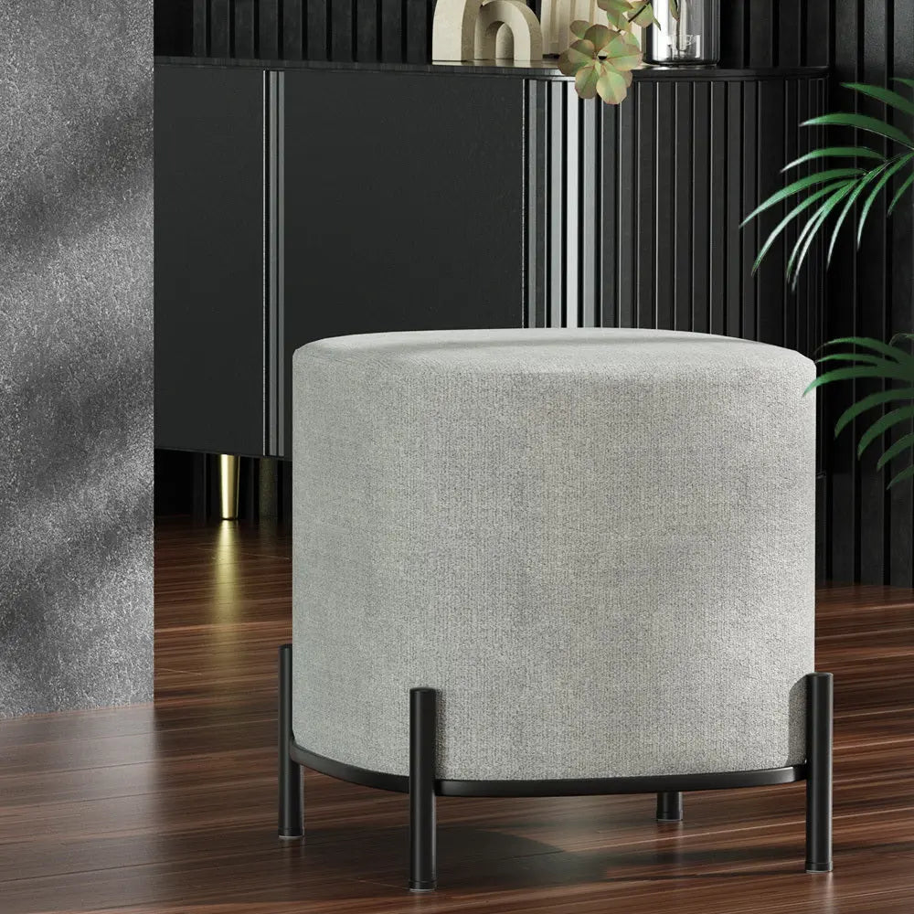 Artiss Ottoman Foot Stool Square Linen Grey Wholesale Hub