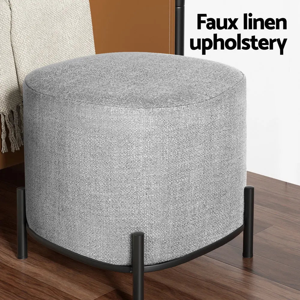 Artiss Ottoman Foot Stool Square Linen Grey Wholesale Hub