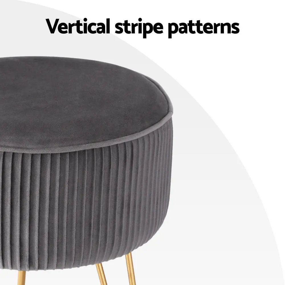 Artiss Ottoman Foot Stool Vanity Velvet Round Grey Wholesale Hub