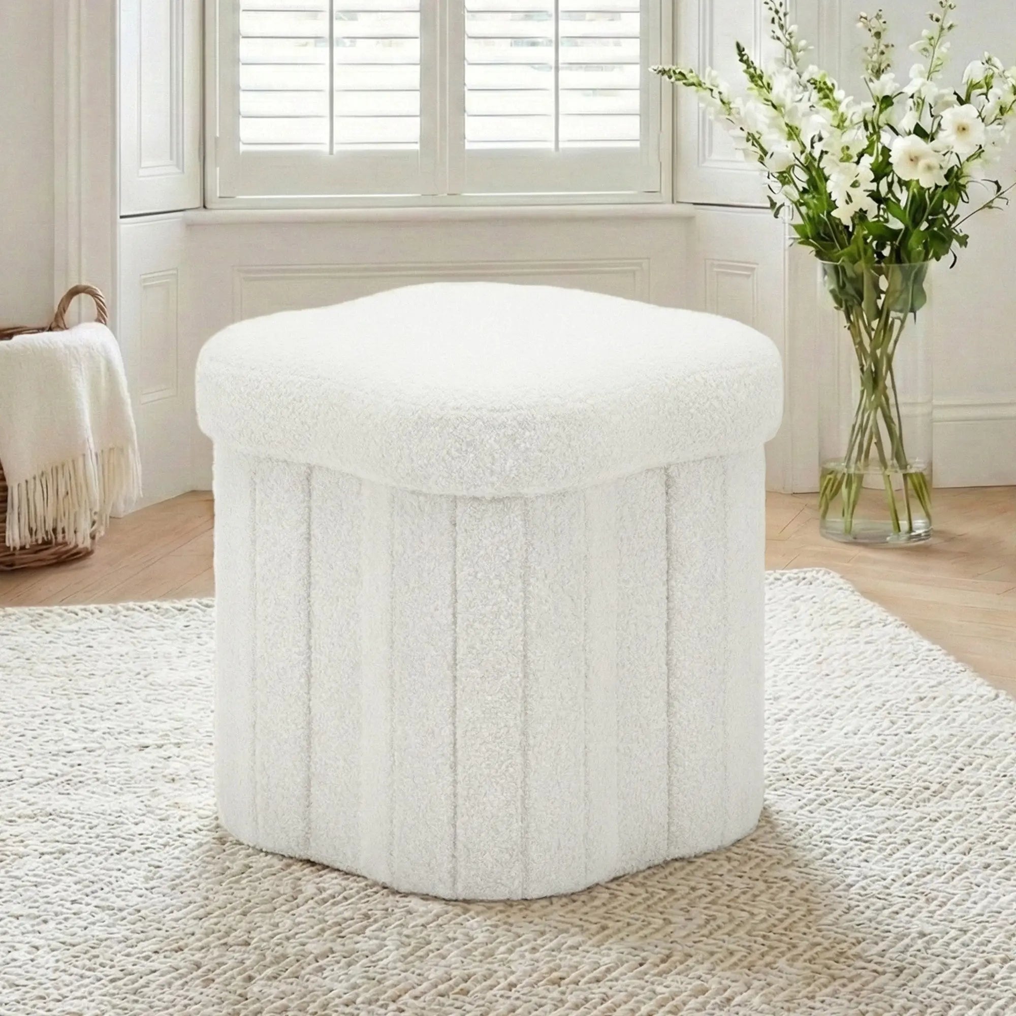 Artiss Storage Ottoman Foot Stool Foldable White Wholesale Hub