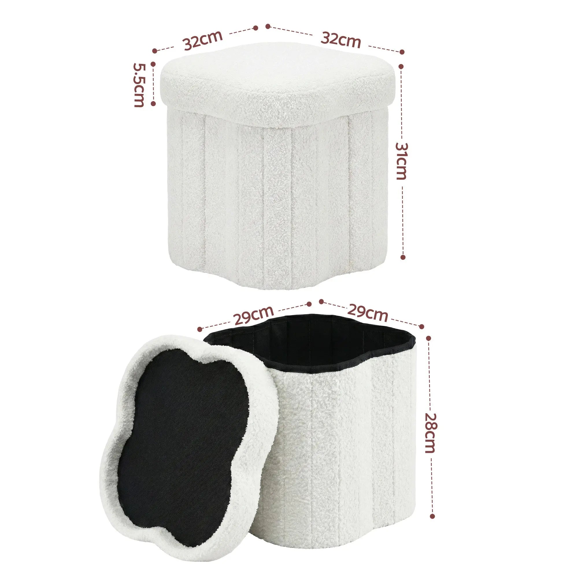 Artiss Storage Ottoman Foot Stool Foldable White Wholesale Hub