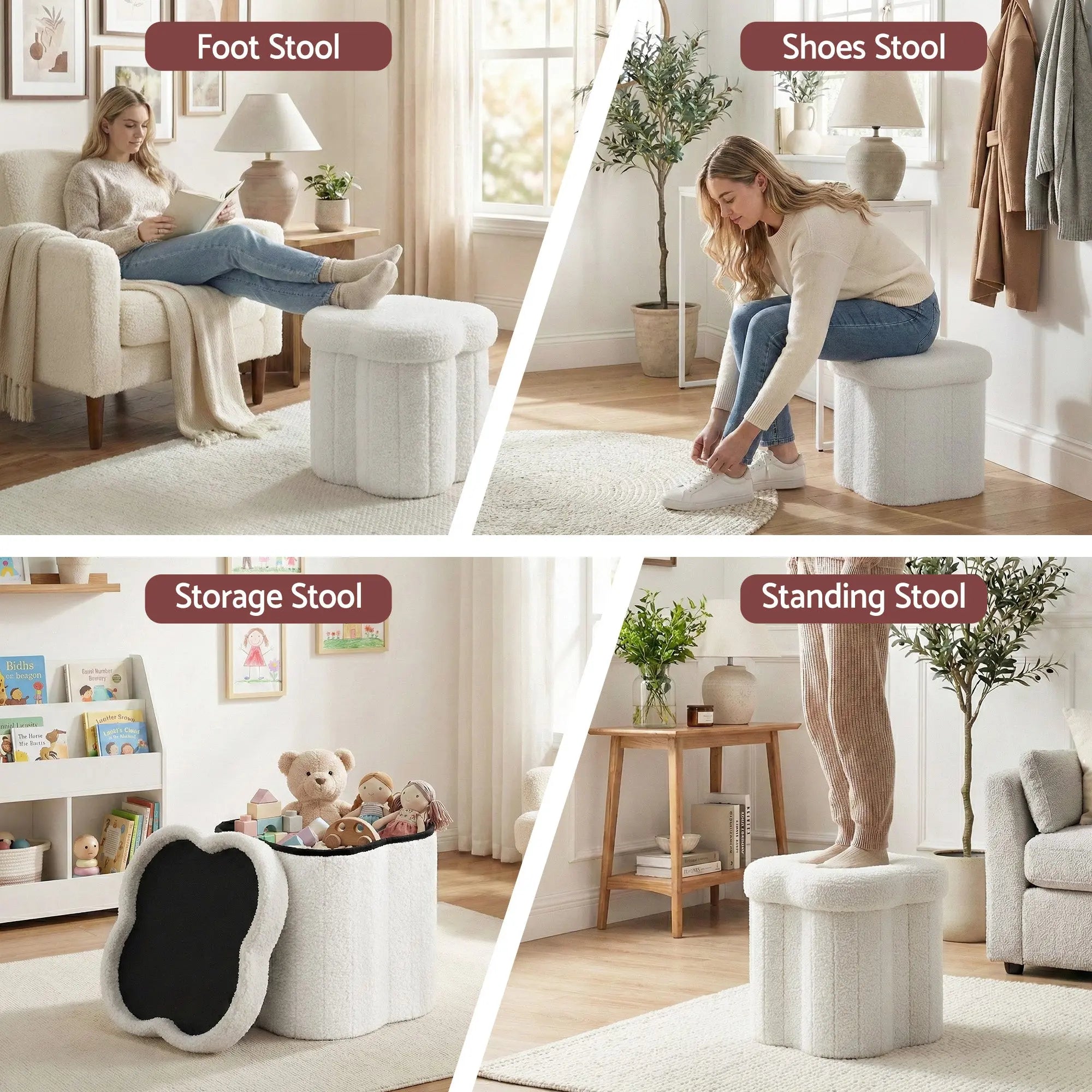 Artiss Storage Ottoman Foot Stool Foldable White Wholesale Hub
