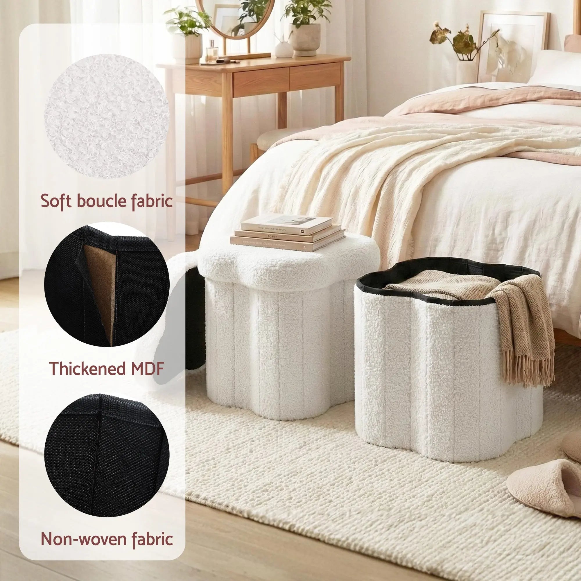 Artiss Storage Ottoman Foot Stool Foldable White Wholesale Hub