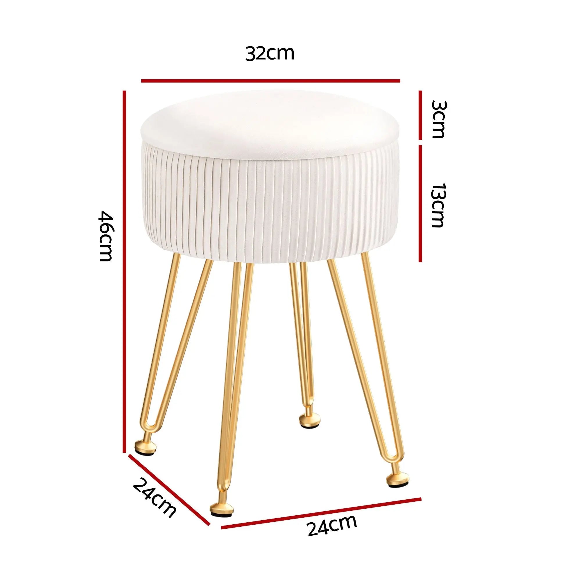 Artiss Ottoman Storage Foot Stool Vanity Velvet Round White Wholesale Hub