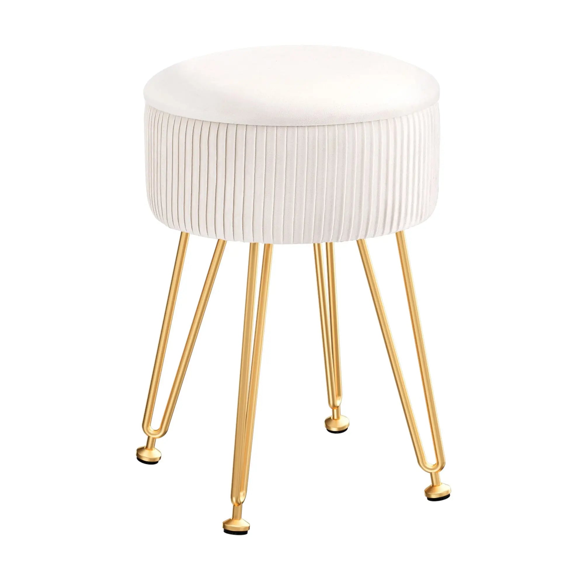 Artiss Ottoman Storage Foot Stool Vanity Velvet Round White Wholesale Hub