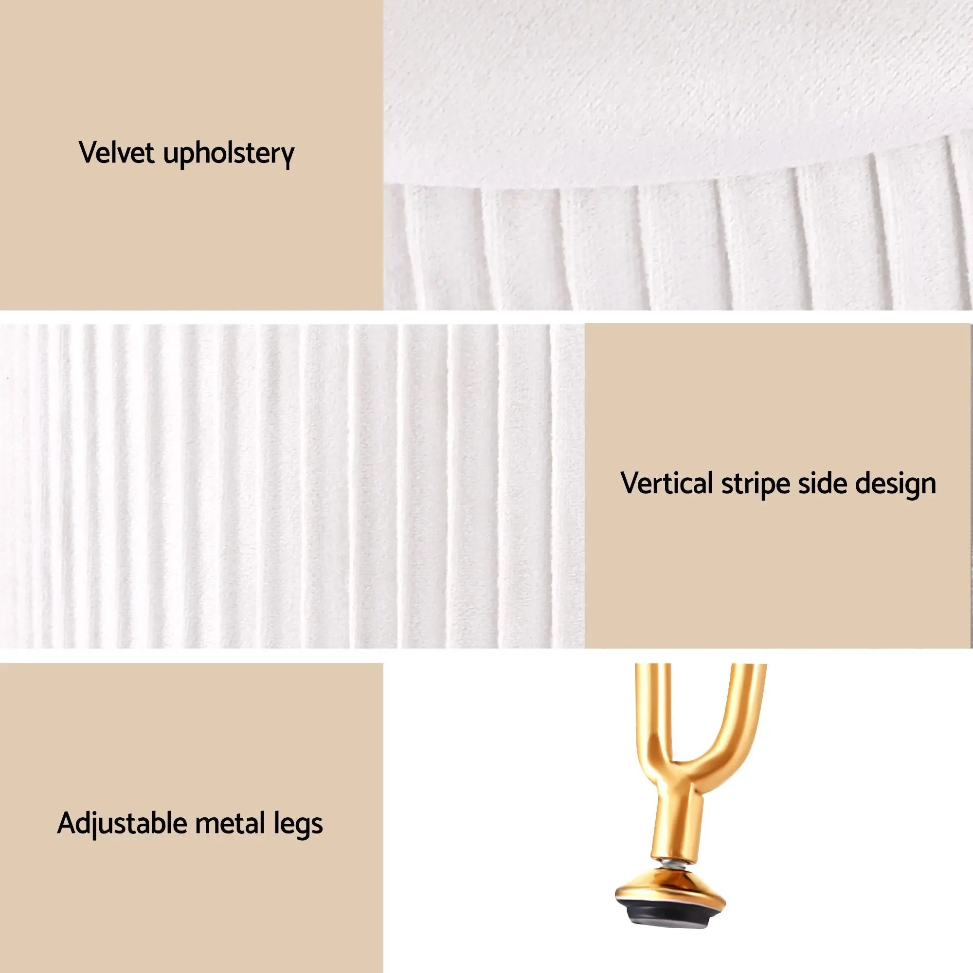Artiss Ottoman Storage Foot Stool Vanity Velvet Round White Wholesale Hub