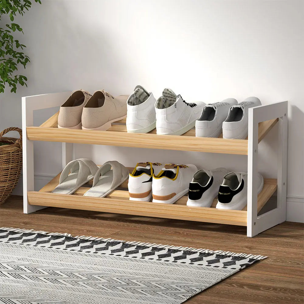Artiss Shoe Rack 2 Tier 6 Pairs White Kara Wholesale Hub