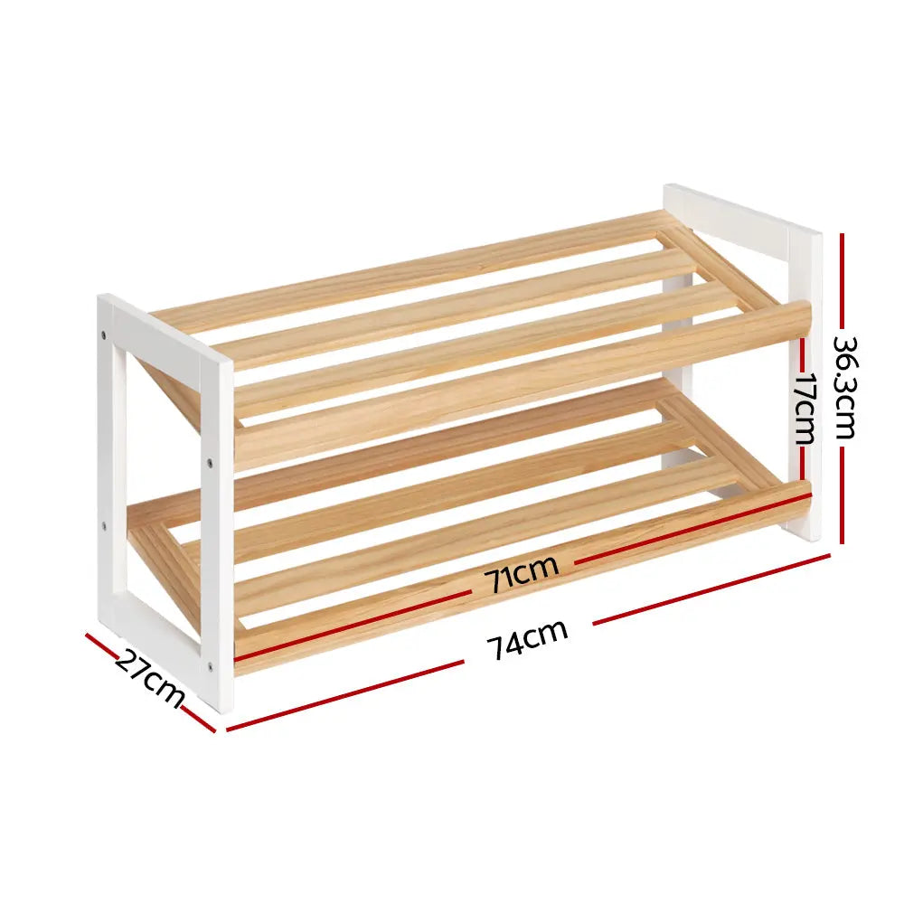Artiss Shoe Rack 2 Tier 6 Pairs White Kara Wholesale Hub