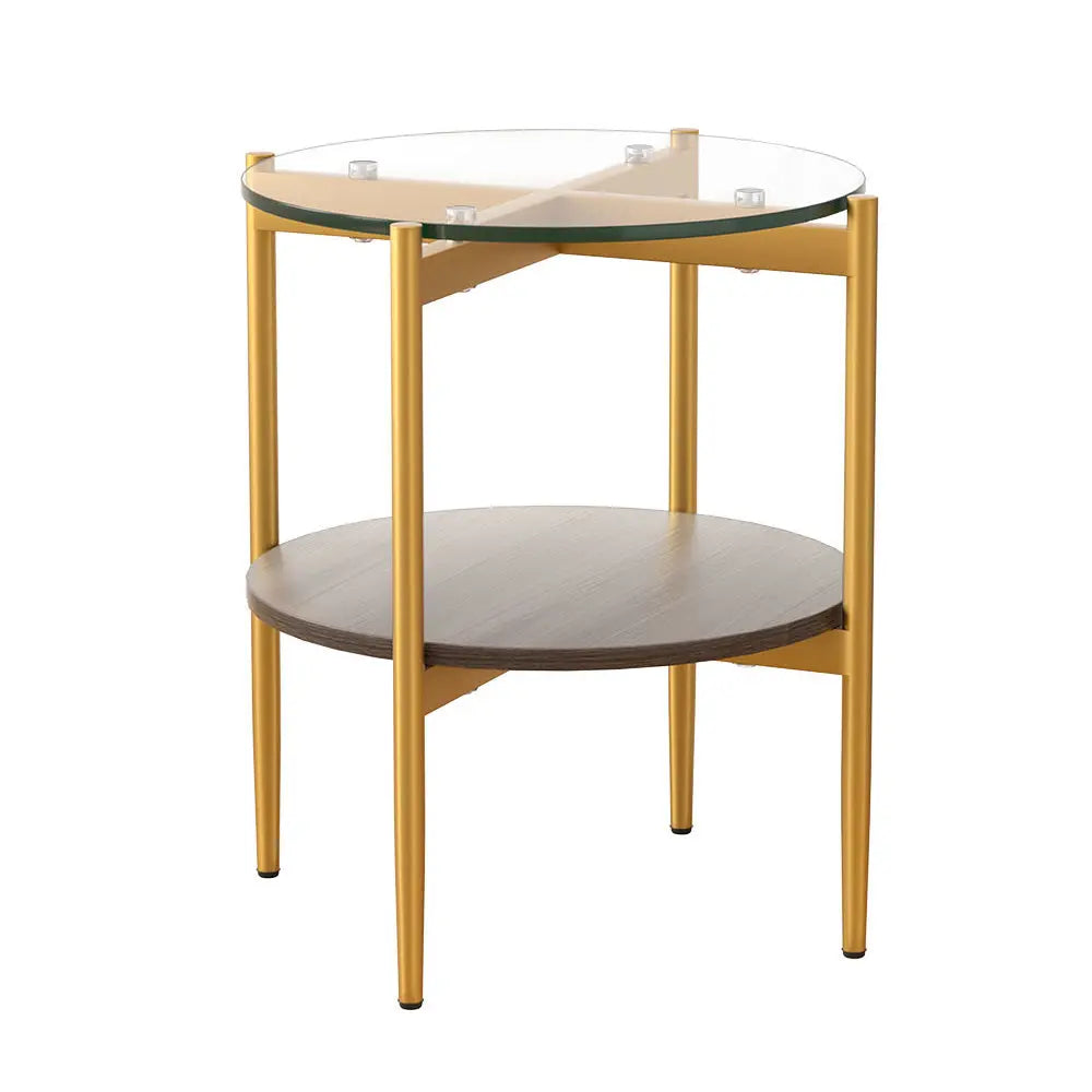 Artiss Coffee Table 45CM Round Tempered Glass Carol Wholesale Hub