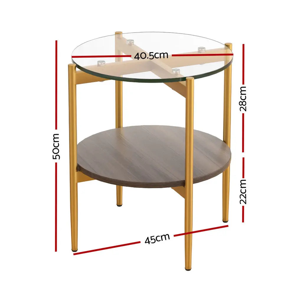 Artiss Coffee Table 45CM Round Tempered Glass Carol Wholesale Hub