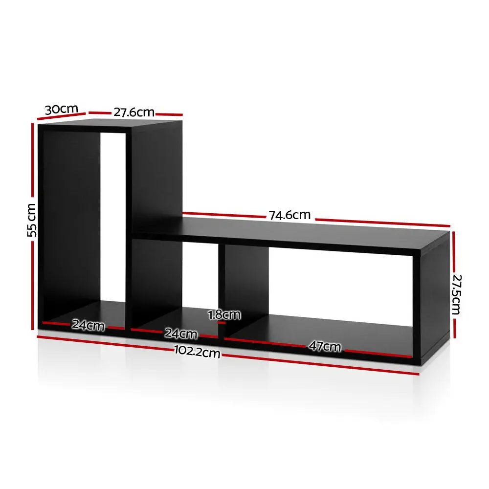 Artiss Bookshelf L Shape DIY - Black Wholesale Hub