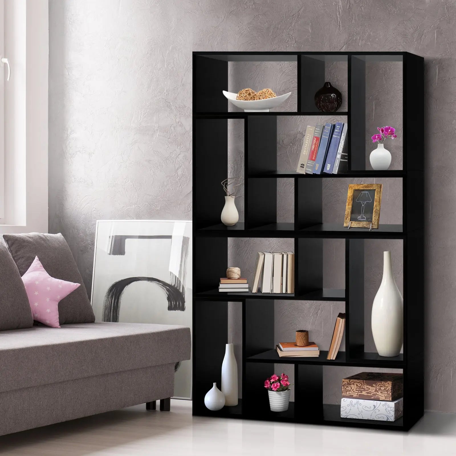 Artiss Bookshelf L Shape DIY - Black Wholesale Hub