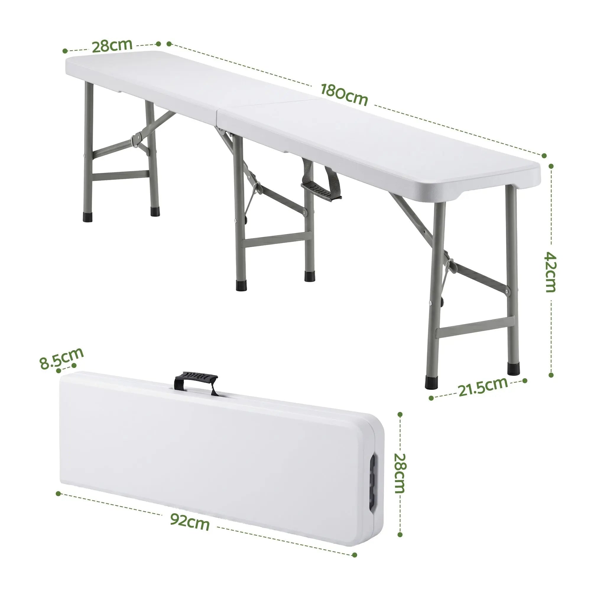 Gardeon 180cm Folding Garden Bench Portable Trestle Seat HDPE Fold In Half White Wholesale Hub