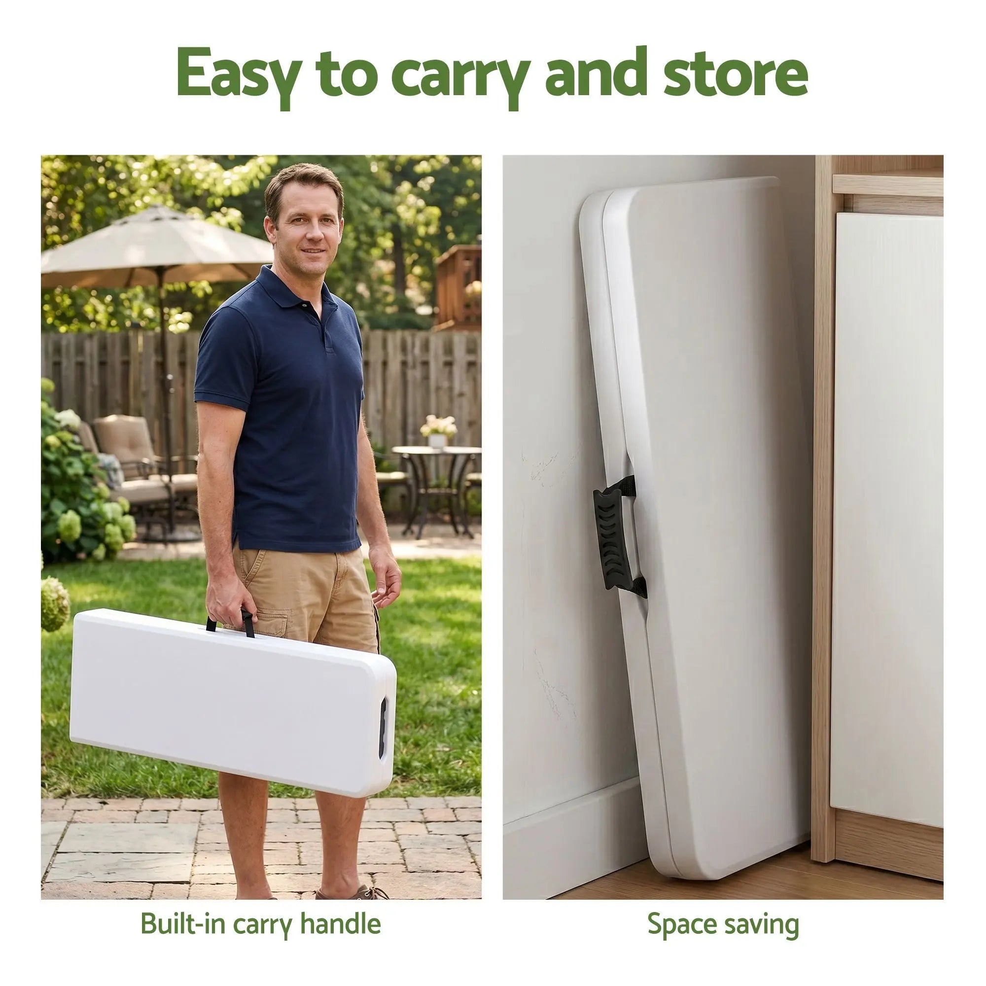 Gardeon 180cm Folding Garden Bench Portable Trestle Seat HDPE Fold In Half White Wholesale Hub