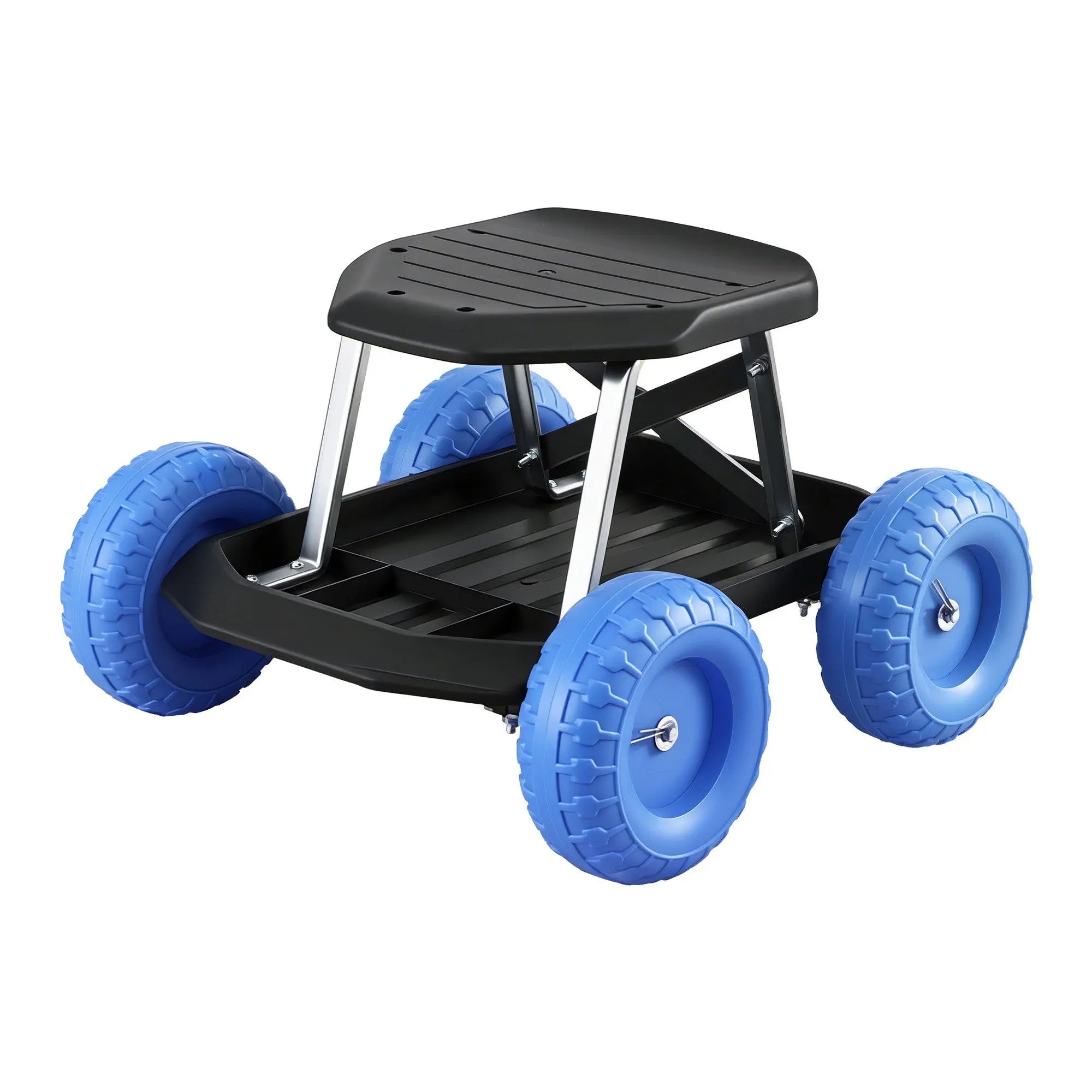 Gardeon Garden Cart Seat with Wheels, Rolling Work Stool with Tool Storage Tray, 440lbs (200kg) Heavy Duty Capacity Garden Stool for Outdoor Yard Work, Car Detailing, and Garage Maintenance, Blue/Black Wholesale Hub