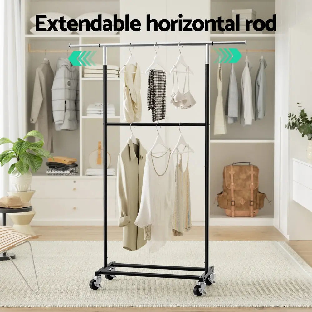 Artiss Clothes Rack Double Rod Airer Rail Coat Stand Adjustable Hanger Wholesale Hub