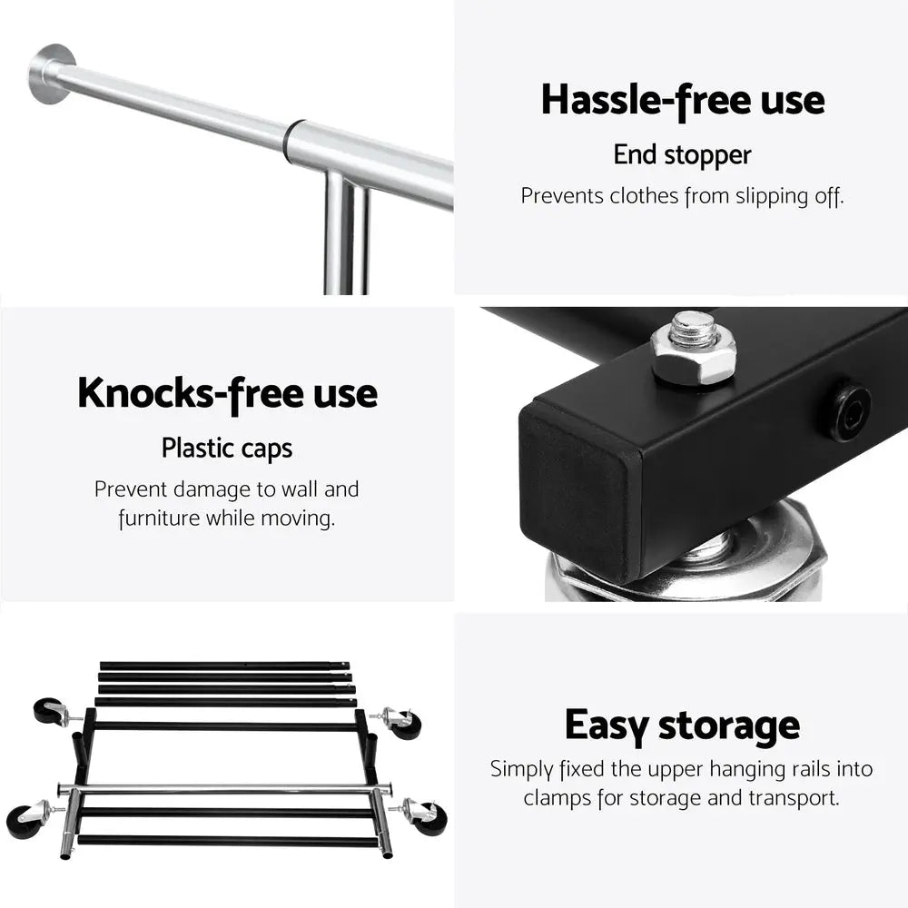 Artiss Clothes Rack Double Rod Airer Rail Coat Stand Adjustable Hanger Wholesale Hub