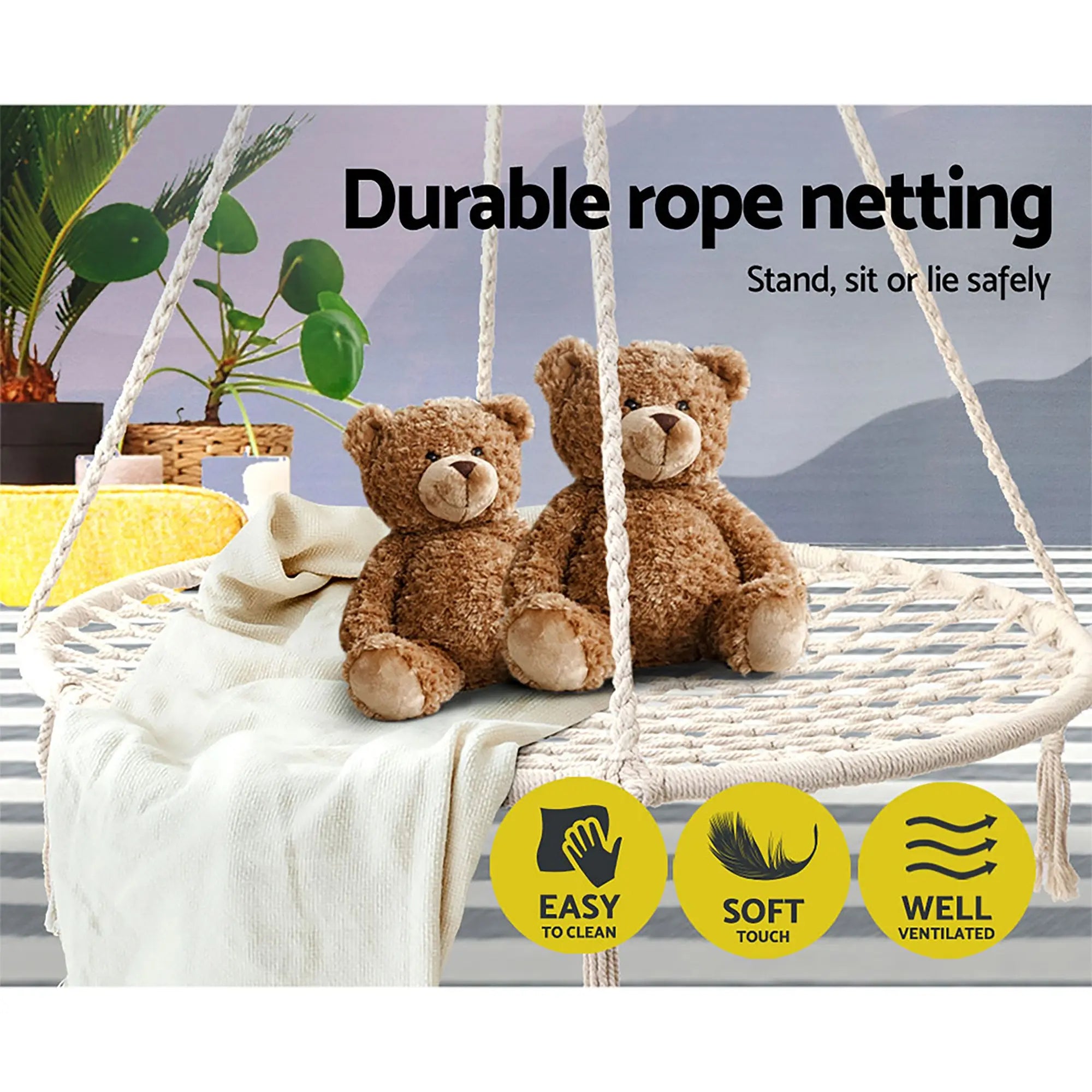 Gardeon Hammock Chair Outdoor Tree Swing Nest Web Hanging Seat 100cm Wholesale Hub