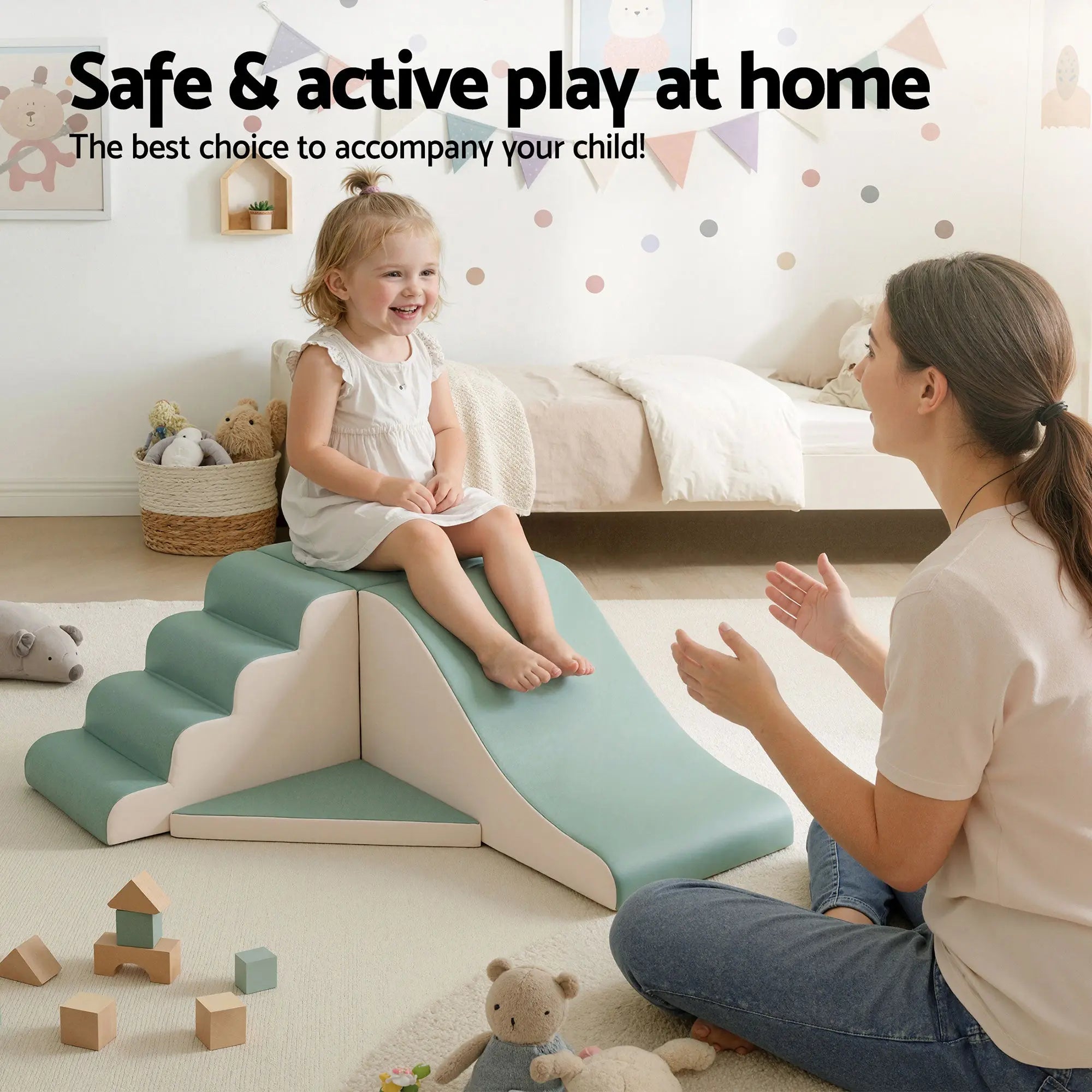 Keezi Kids Climbing Blocks 4-Piece Foam Toddler Playset Soft Indoor Climbing Toy Rocker Wholesale Hub