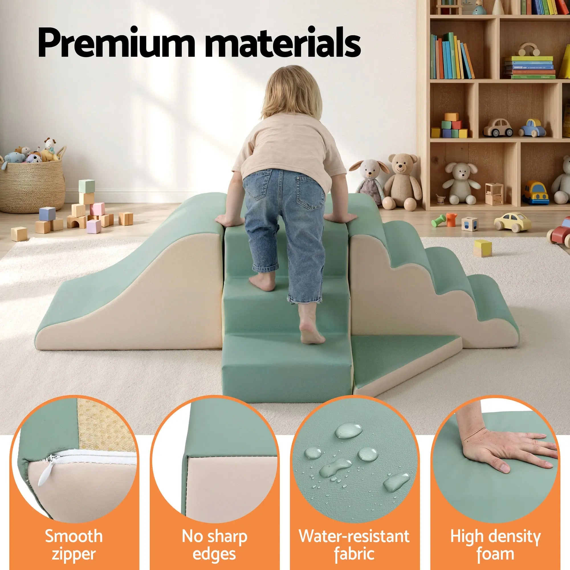 Keezi Kids Climbing Blocks 4-Piece Foam Toddler Playset Soft Indoor Climbing Toy Rocker Wholesale Hub