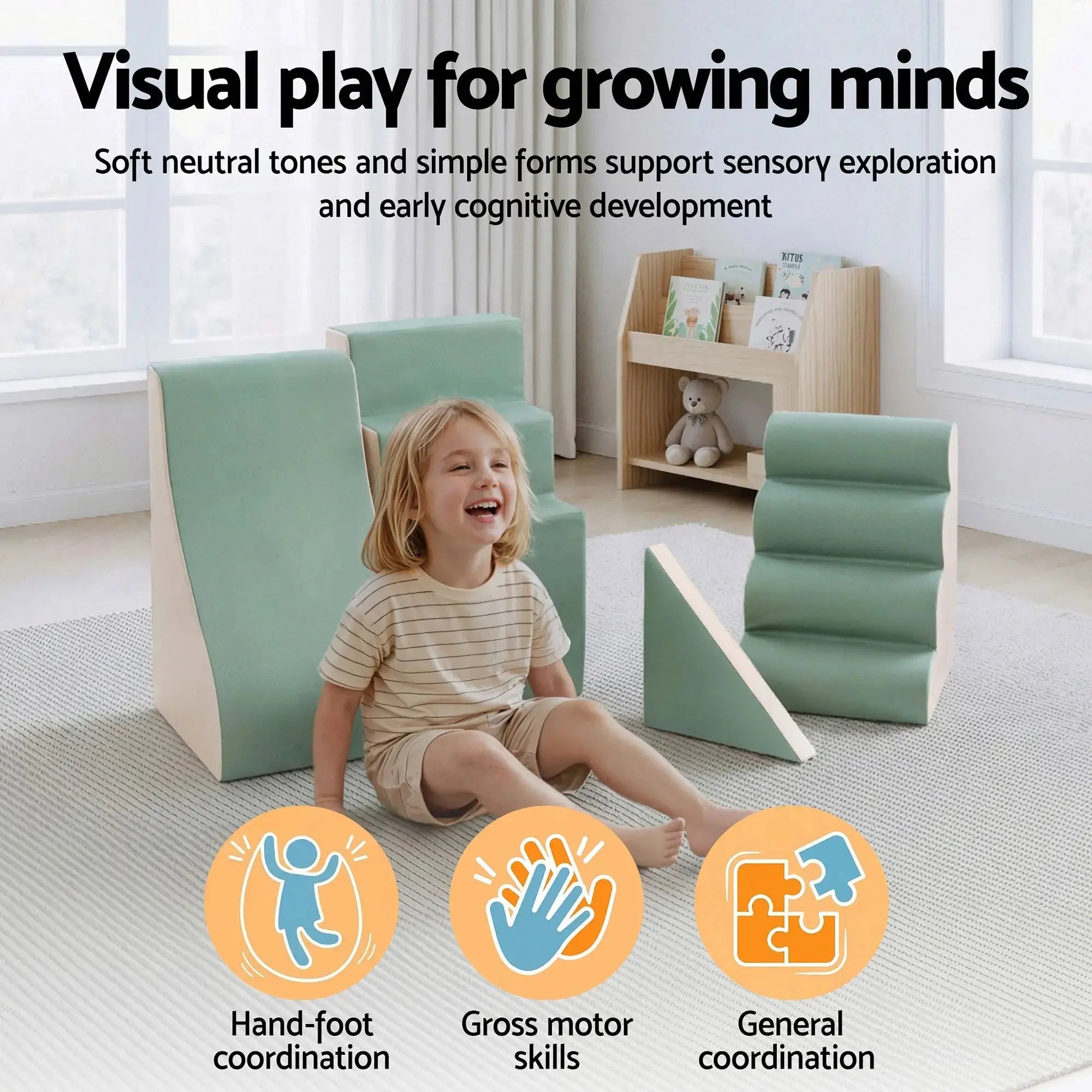 Keezi Kids Climbing Blocks 4-Piece Foam Toddler Playset Soft Indoor Climbing Toy Rocker Wholesale Hub