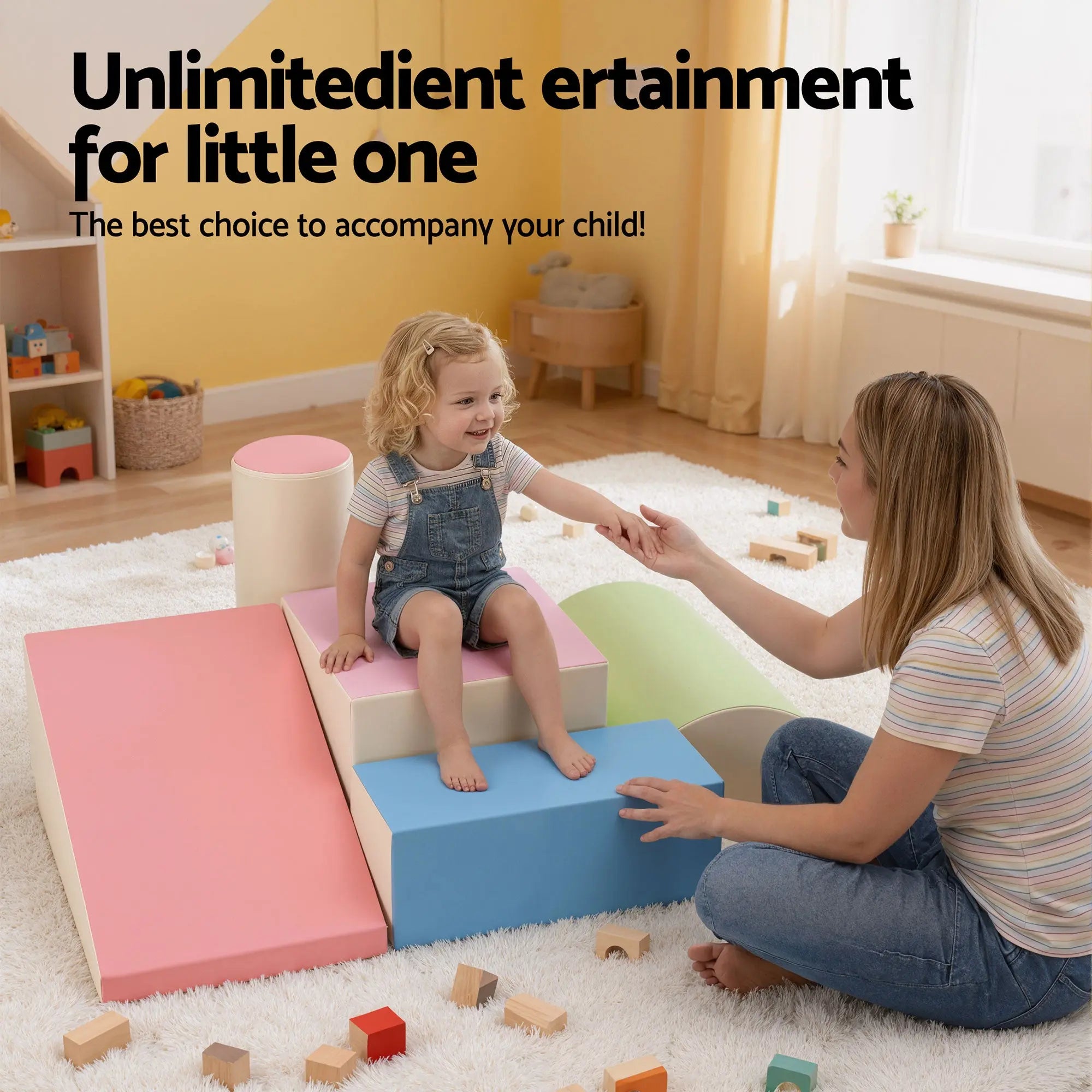 Keezi Kids Climbing Blocks 5-Piece Foam Toddler Playset Soft Indoor Climbing Toy Rocker Wholesale Hub