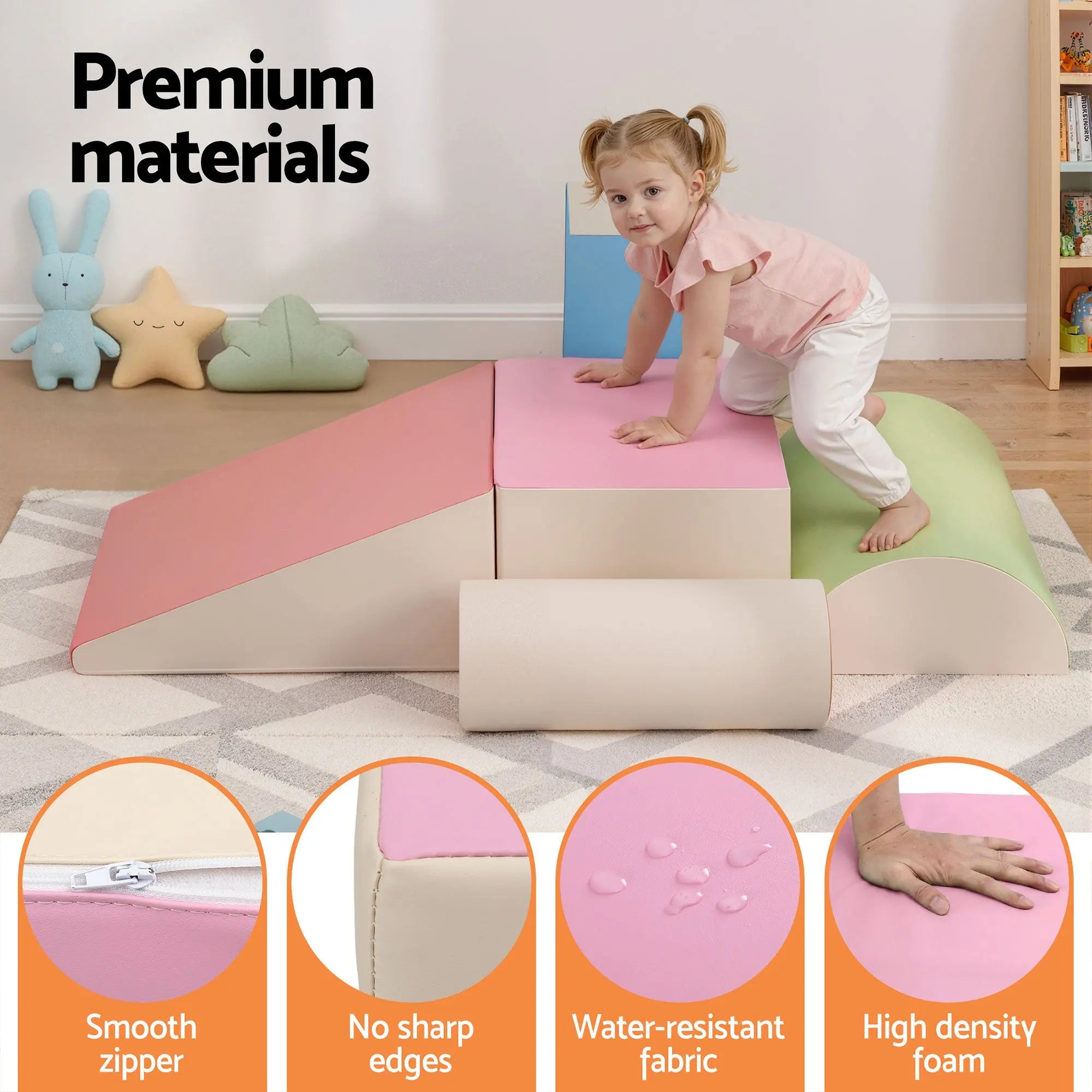 Keezi Kids Climbing Blocks 5-Piece Foam Toddler Playset Soft Indoor Climbing Toy Rocker Wholesale Hub