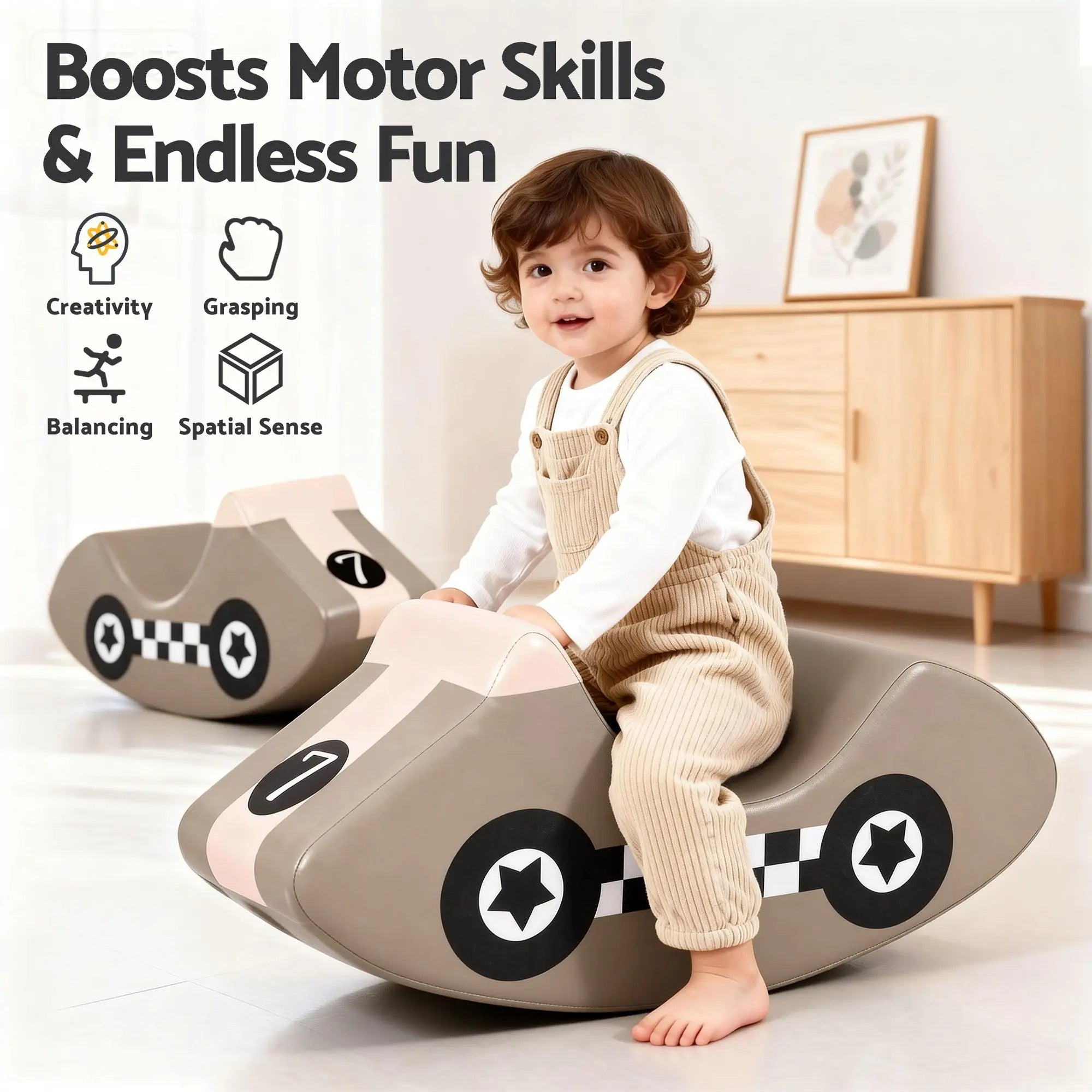 Keezi Kids Climbing Blocks Foam Toddler Playset Soft Indoor Indoor Climbing Toy Rocker Khaki Wholesale Hub