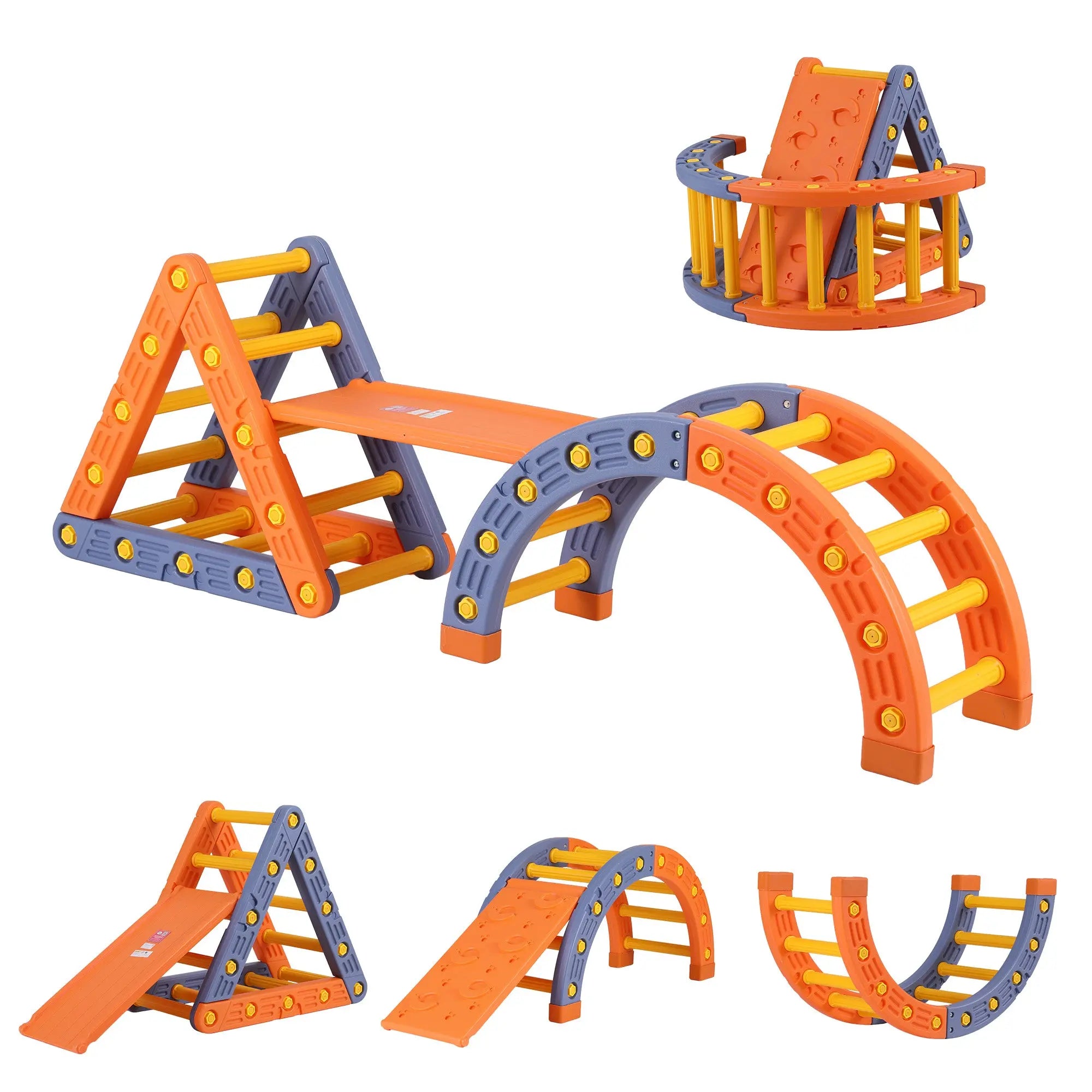 Keezi Kids Climbing Frame Set With Slide Indoor Outdoor Toddler Toys Pikler Triangle Climber With Arch Wholesale Hub