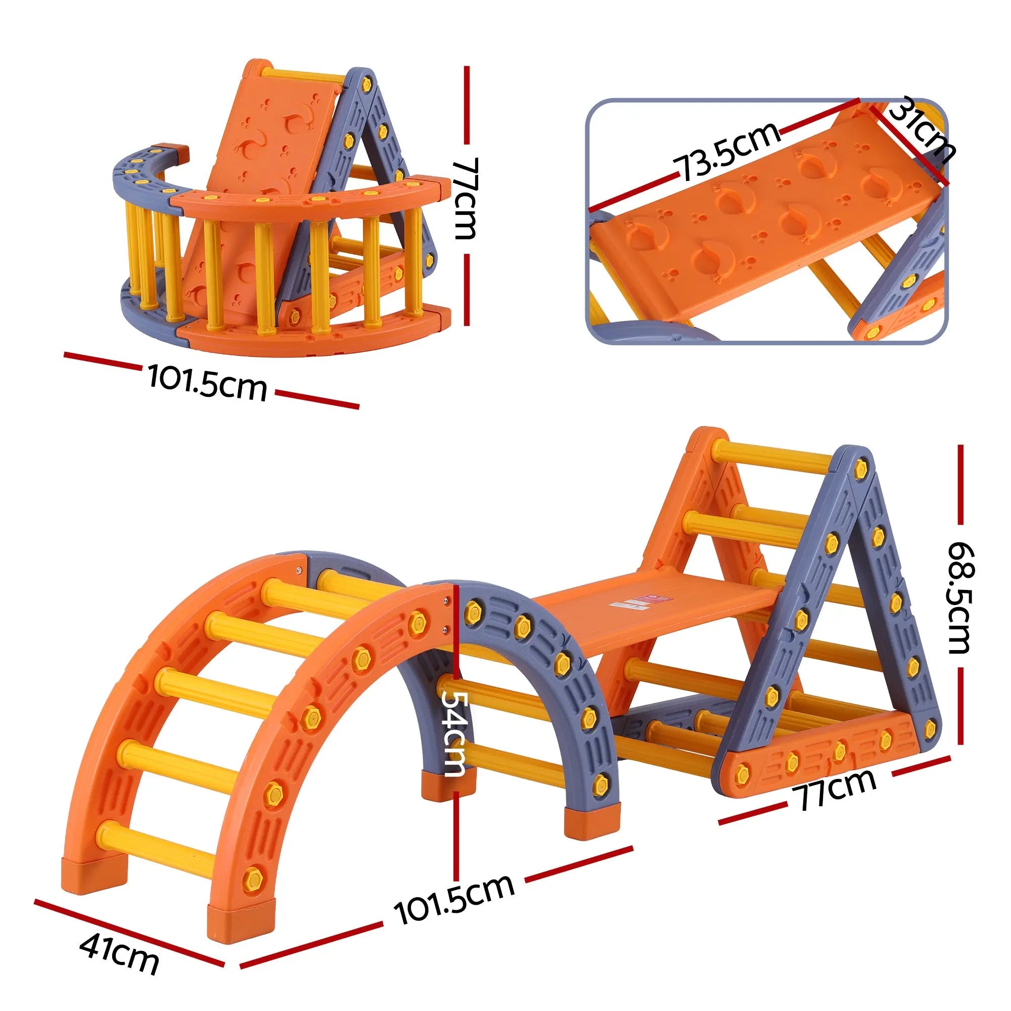 Keezi Kids Climbing Frame Set With Slide Indoor Outdoor Toddler Toys Pikler Triangle Climber With Arch Wholesale Hub