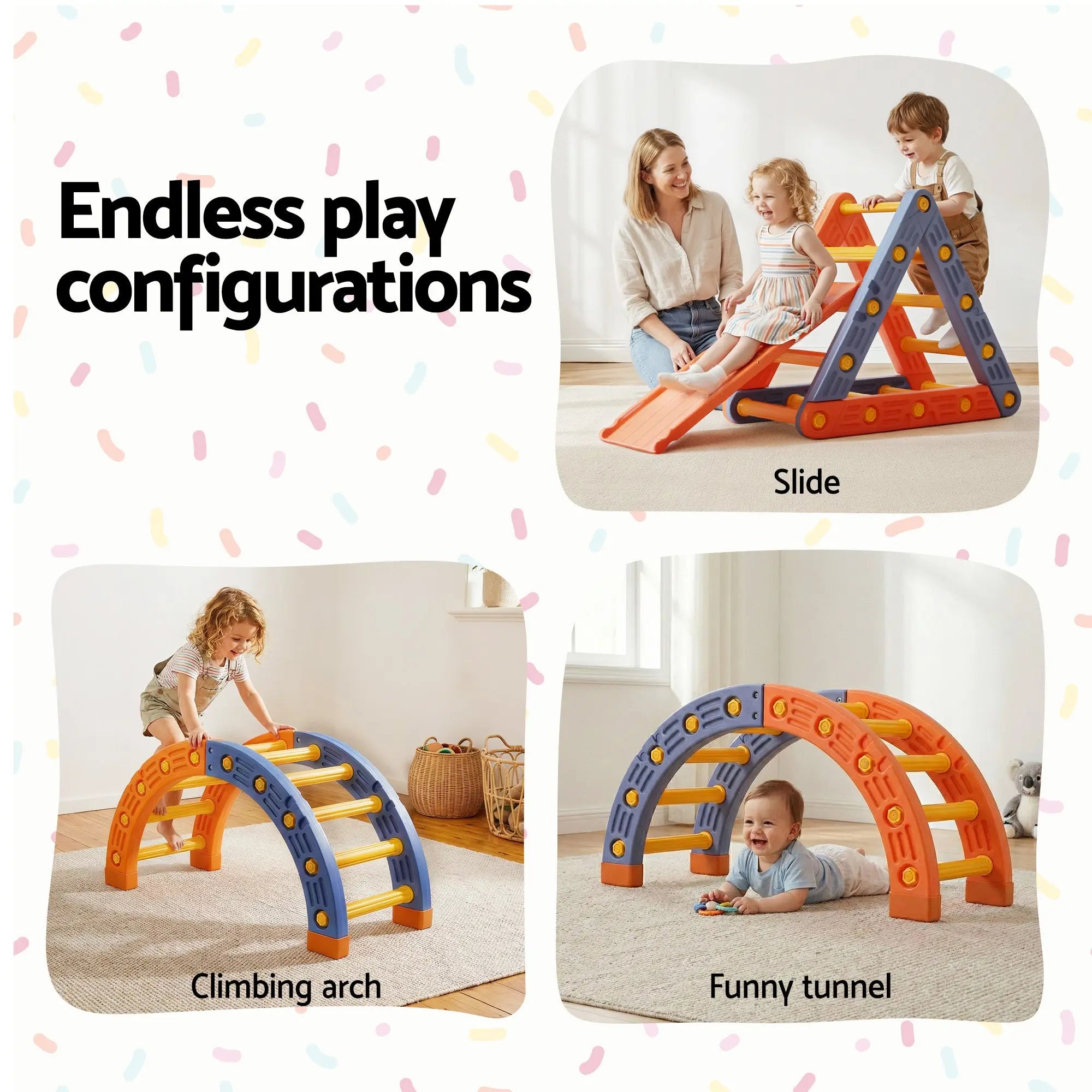 Keezi Kids Climbing Frame Set With Slide Indoor Outdoor Toddler Toys Pikler Triangle Climber With Arch Wholesale Hub