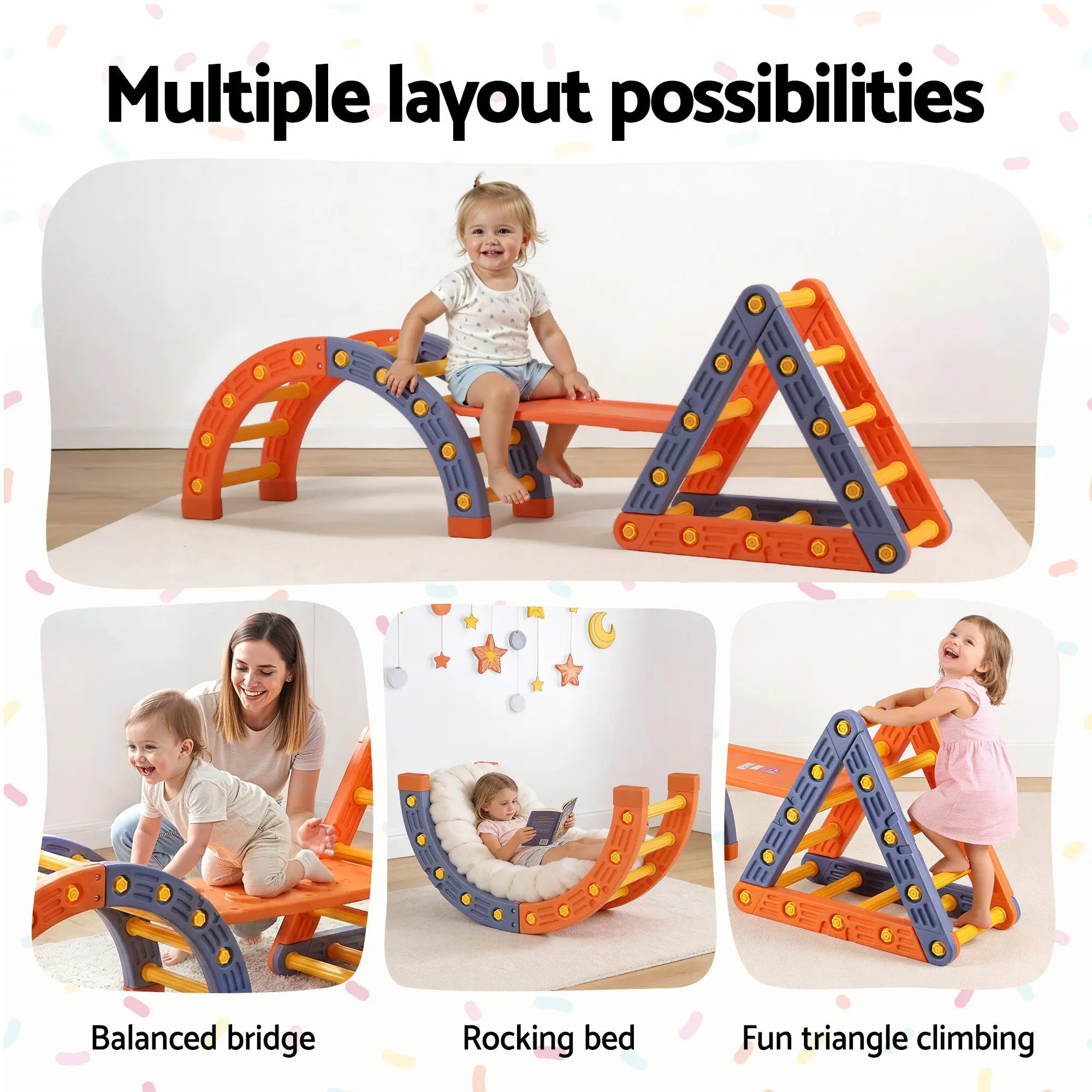 Keezi Kids Climbing Frame Set With Slide Indoor Outdoor Toddler Toys Pikler Triangle Climber With Arch Wholesale Hub