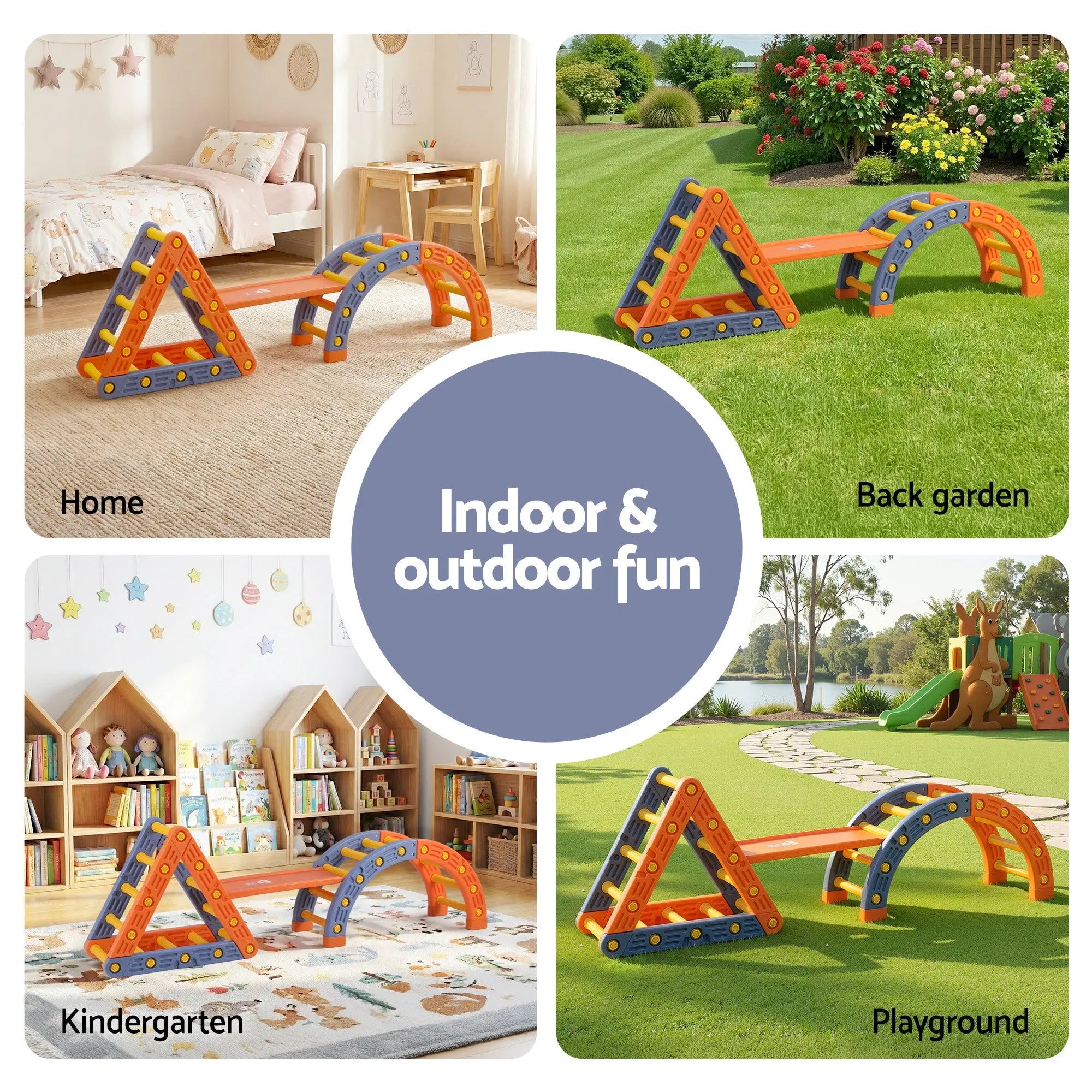 Keezi Kids Climbing Frame Set With Slide Indoor Outdoor Toddler Toys Pikler Triangle Climber With Arch Wholesale Hub