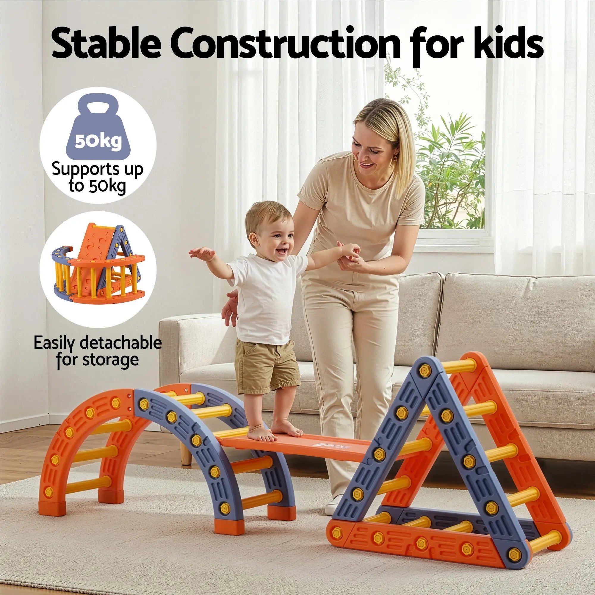 Keezi Kids Climbing Frame Set With Slide Indoor Outdoor Toddler Toys Pikler Triangle Climber With Arch Wholesale Hub