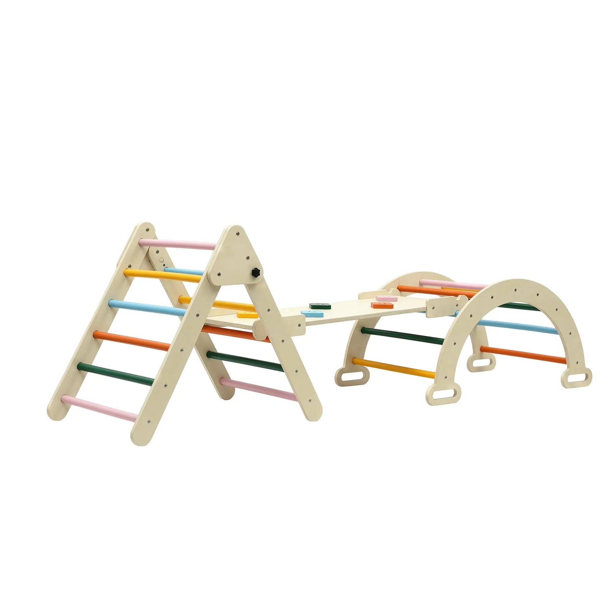 Keezi Kids Triangle Climbing Toys Set With Slide Indoor Outdoor Toddler Toys Pikler Climber With Arch Wholesale Hub