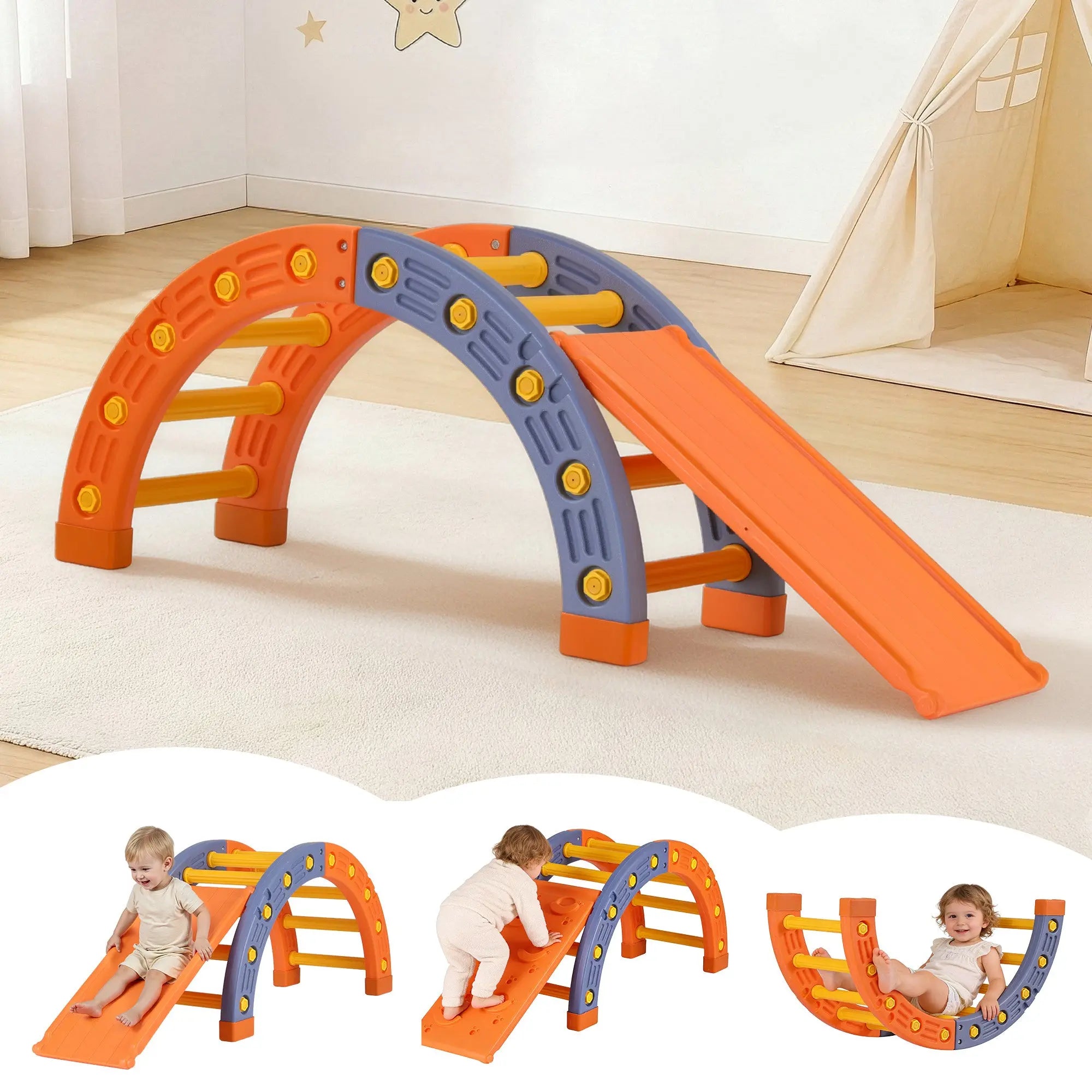 Keezi Kids Climbing Frame Set With Slide Indoor Outdoor Toddler Toys Pikler Arch Climber Wholesale Hub