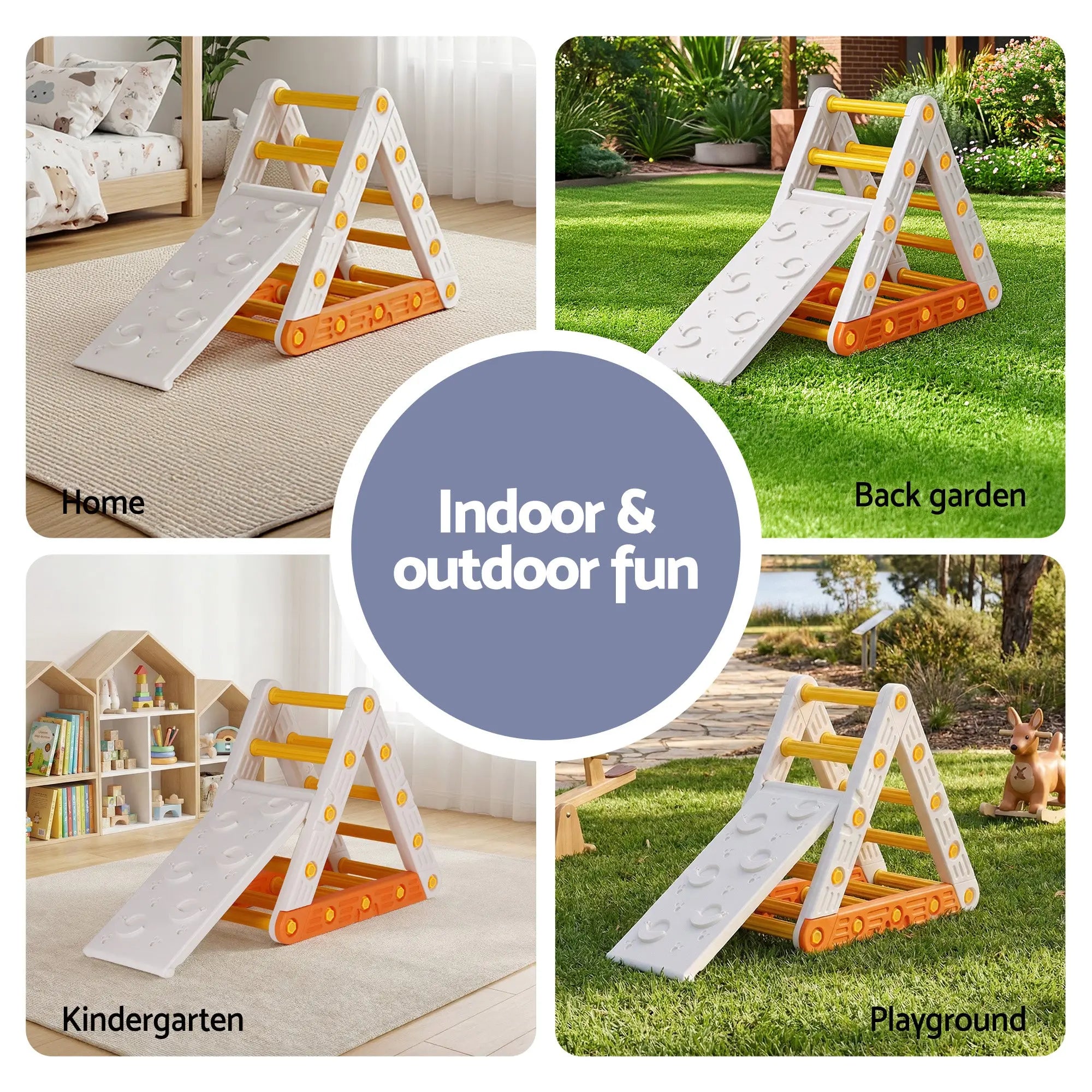 Keezi Kids Climbing Frame Set With Slide Indoor Outdoor Toddler Toys Pikler Triangle Climber Wholesale Hub