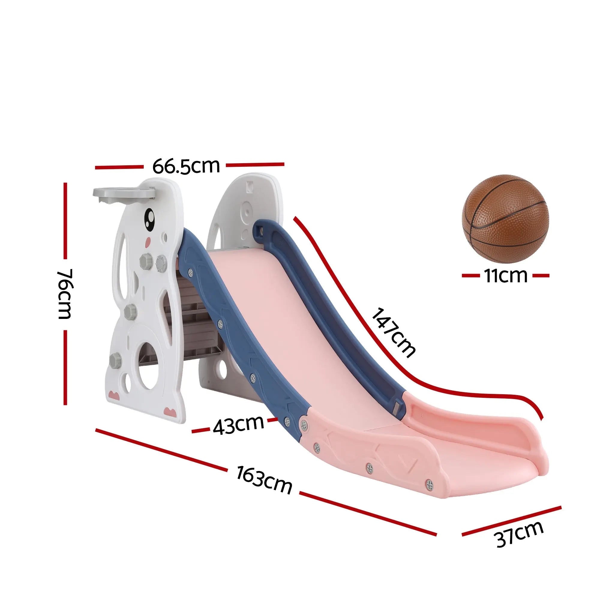 Keezi Kids Slide Set Basketball Hoop Ring Outdoor Playground Toy Rabbit 147cm Wholesale Hub
