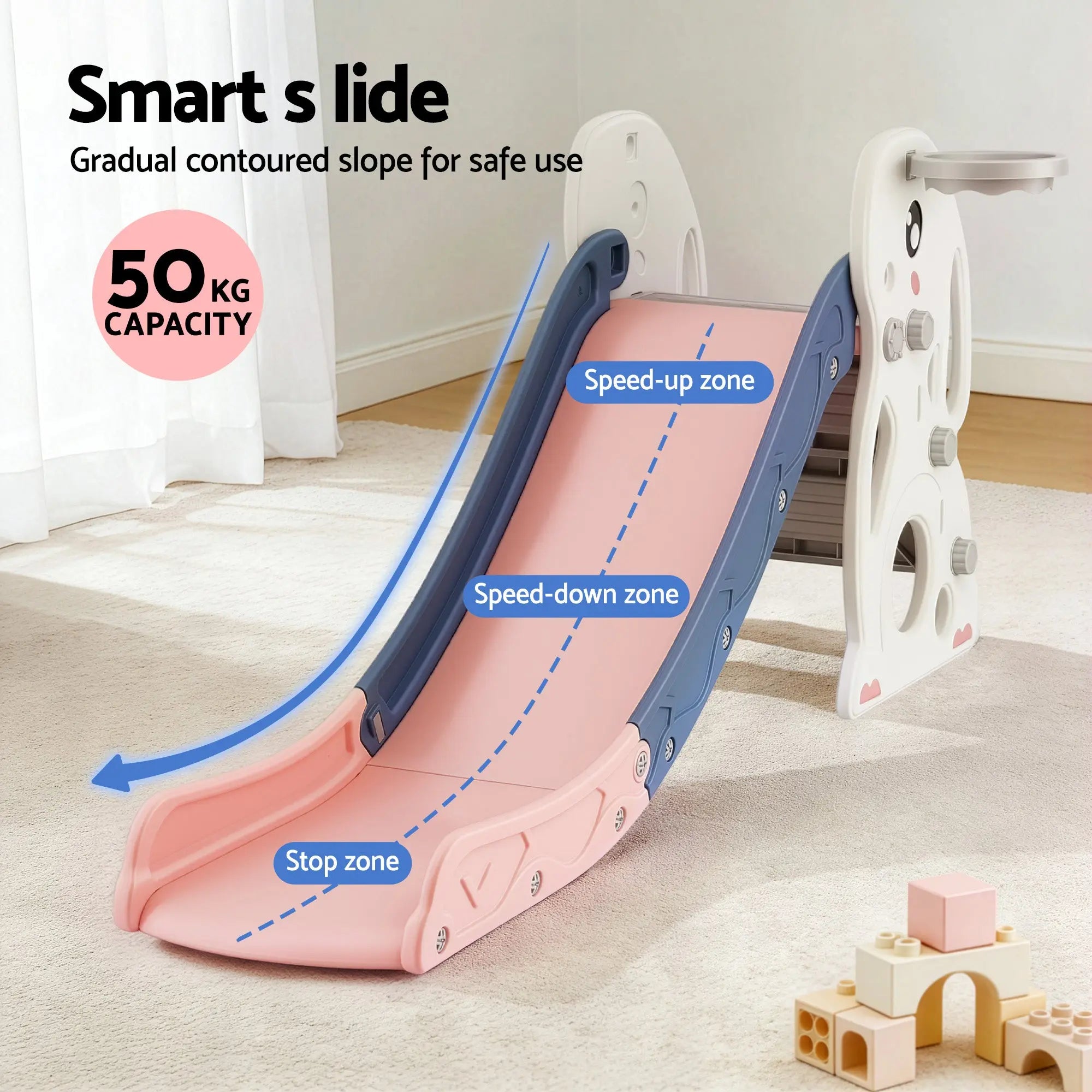 Keezi Kids Slide Set Basketball Hoop Ring Outdoor Playground Toy Rabbit 147cm Wholesale Hub