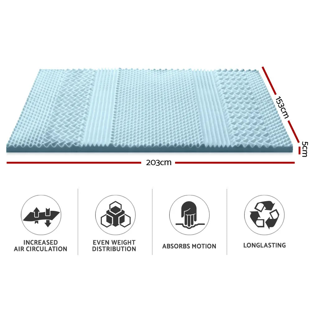 Giselle Bedding Memory Foam Mattress Topper 7-Zone 5cm Queen Wholesale Hub
