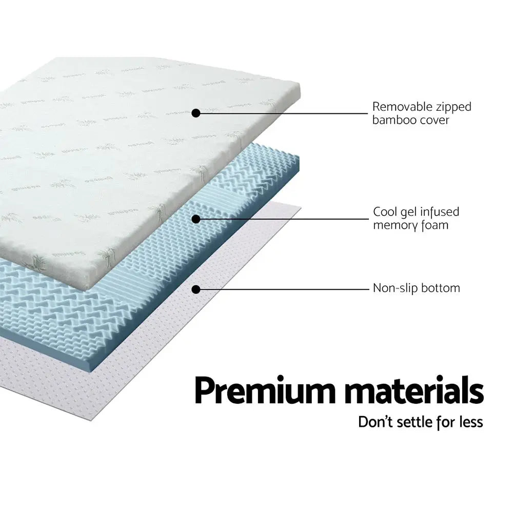 Giselle Bedding Memory Foam Mattress Topper 7-Zone 5cm Queen Wholesale Hub