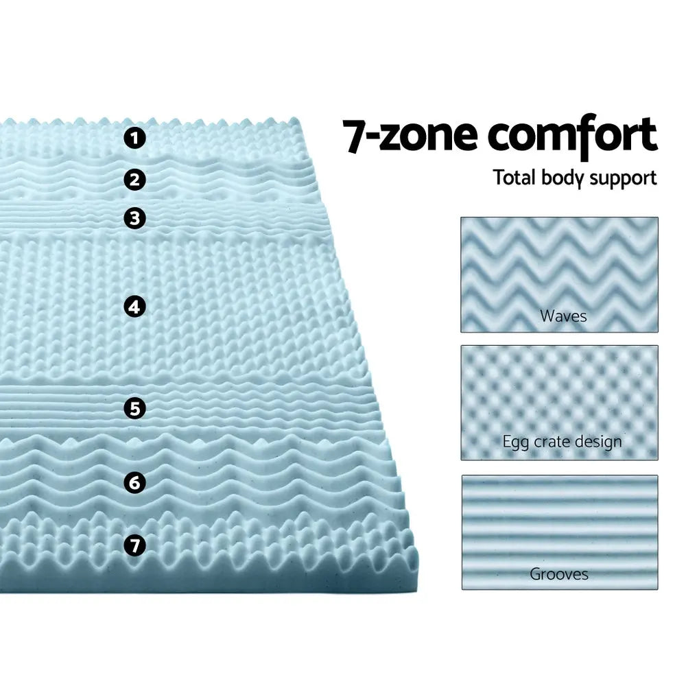 Giselle Bedding Memory Foam Mattress Topper 7-Zone 5cm Queen Wholesale Hub