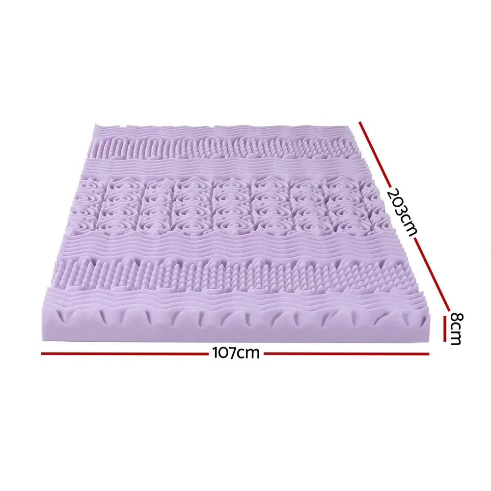 Giselle 8cm Memory Foam Mattress Topper Lavender Infused Bamboo Cover 7-Zone King Single Wholesale Hub
