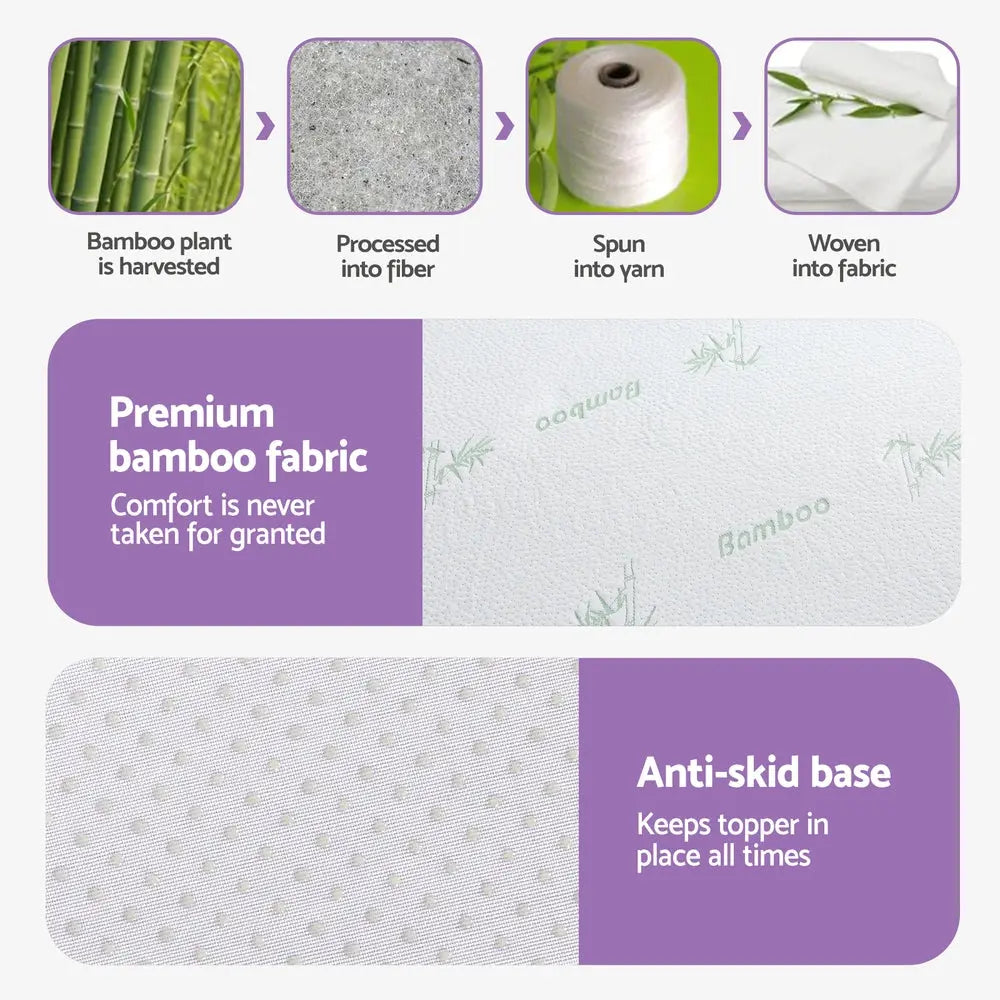 Giselle 8cm Memory Foam Mattress Topper Lavender Infused Bamboo Cover 7-Zone King Single Wholesale Hub