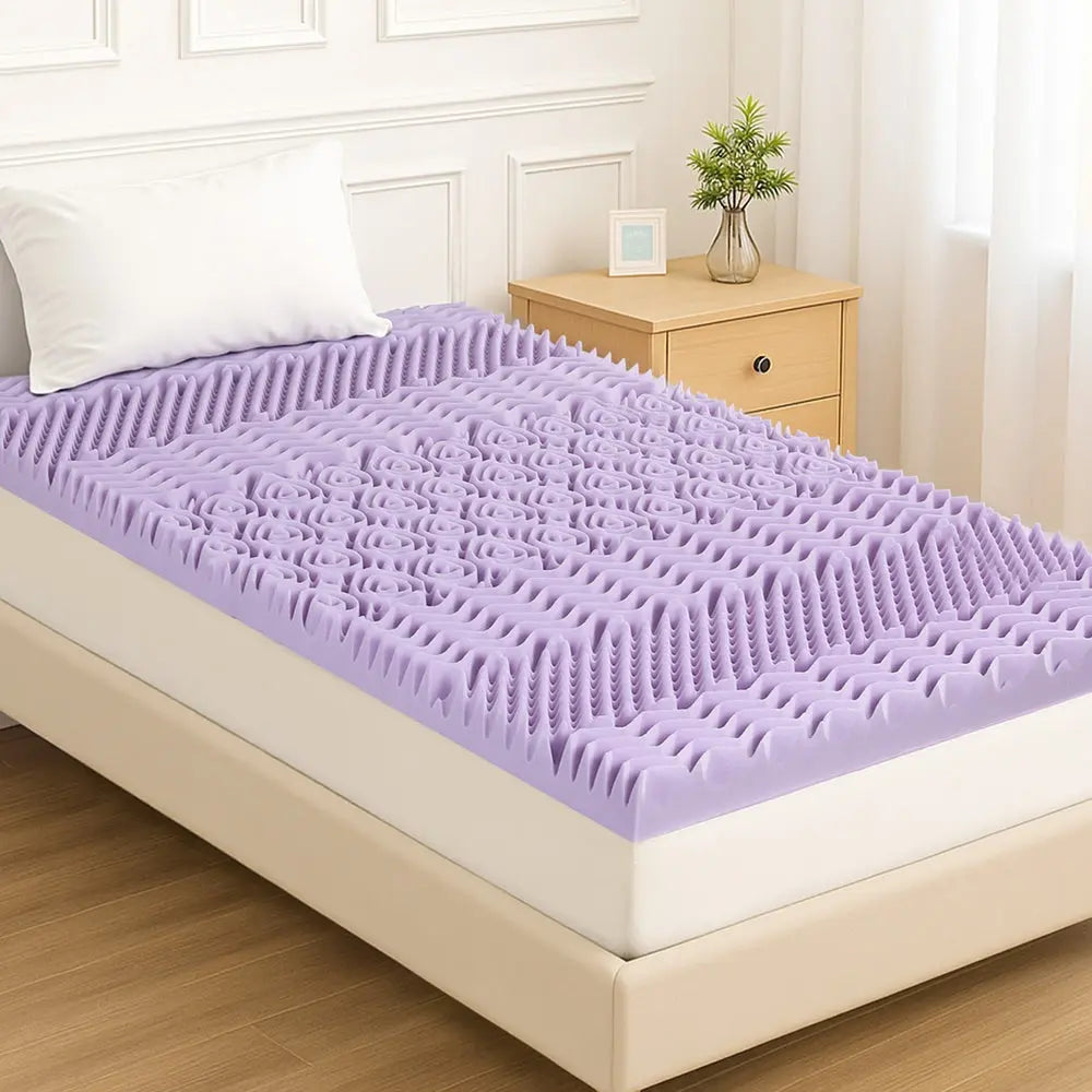 Giselle 8cm Memory Foam Mattress Topper Lavender Infused Bamboo Cover 7-Zone King Single Wholesale Hub