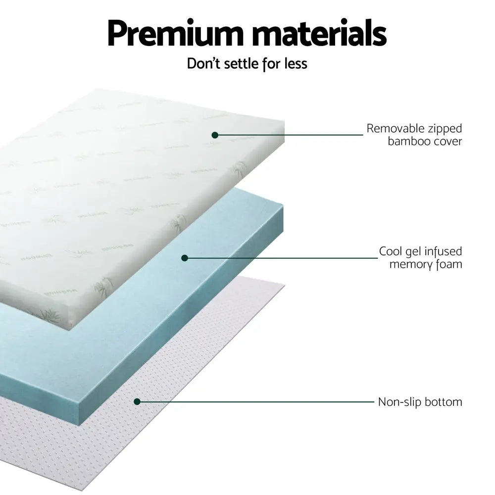 Giselle Bedding Memory Foam Mattress Topper Cool Gel 5cm King Single Wholesale Hub