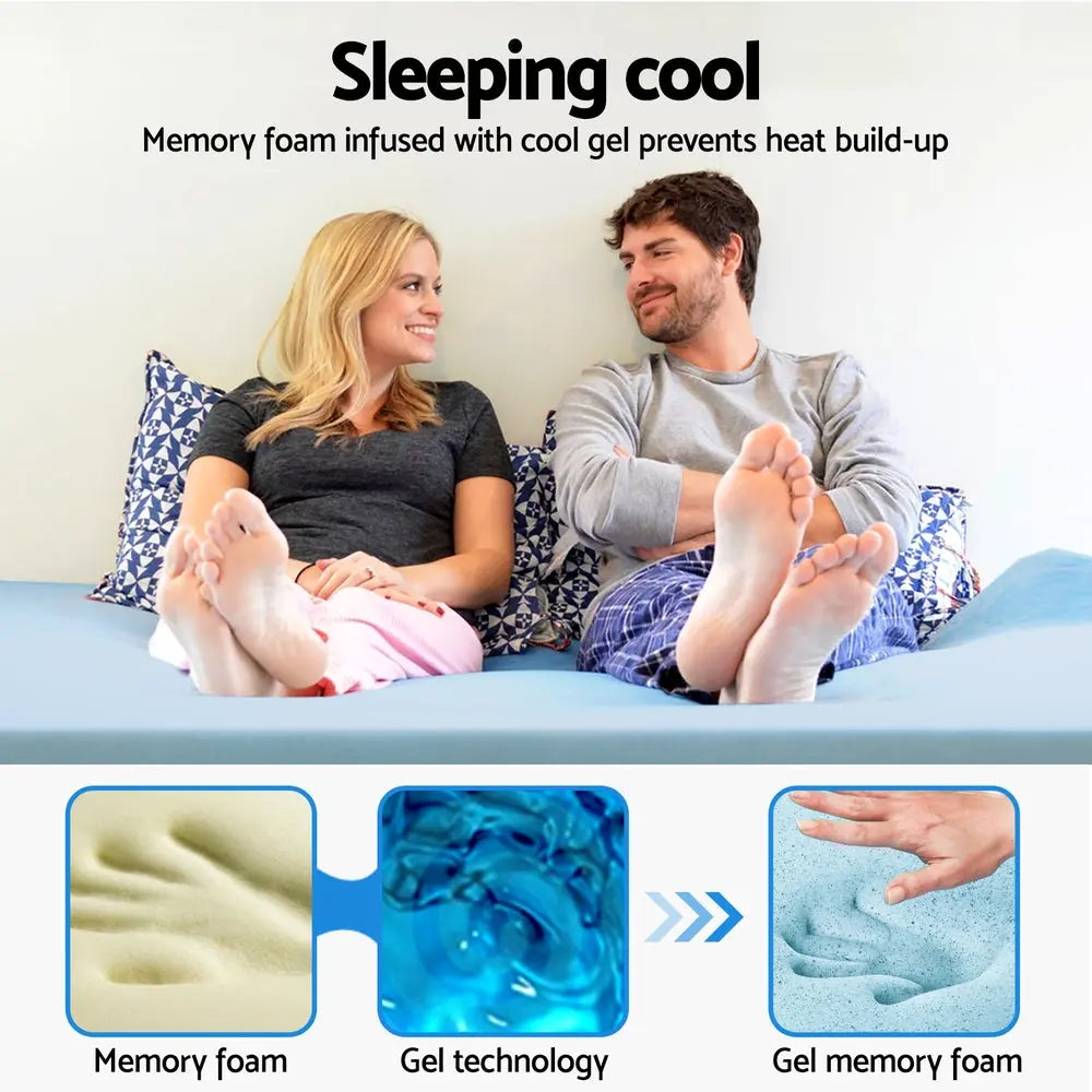 Giselle Bedding Memory Foam Mattress Topper Cool Gel 5cm King Single Wholesale Hub