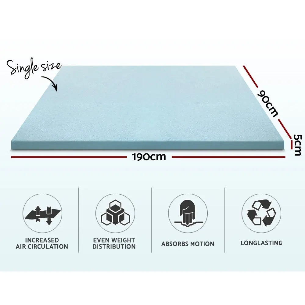 Giselle Bedding Memory Foam Mattress Topper Cool Gel 5cm Single Wholesale Hub