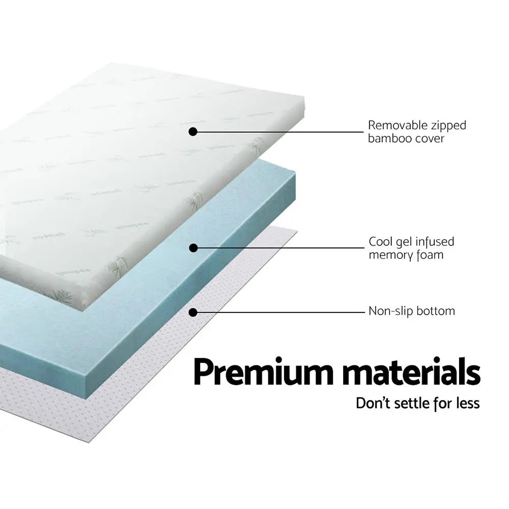 Giselle Bedding Memory Foam Mattress Topper Cool Gel 5cm Single Wholesale Hub