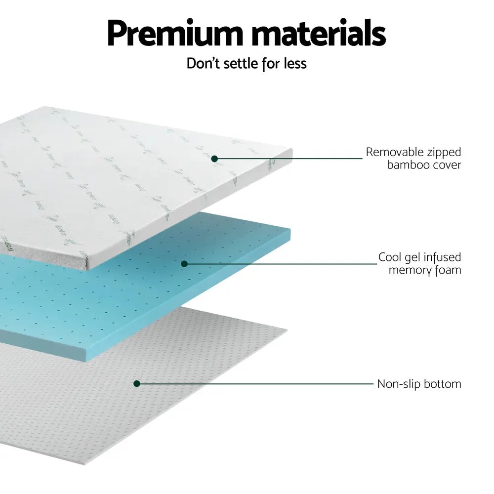 Giselle Bedding Memory Foam Mattress Topper Ventilated Cool Gel 5cm King Single Wholesale Hub